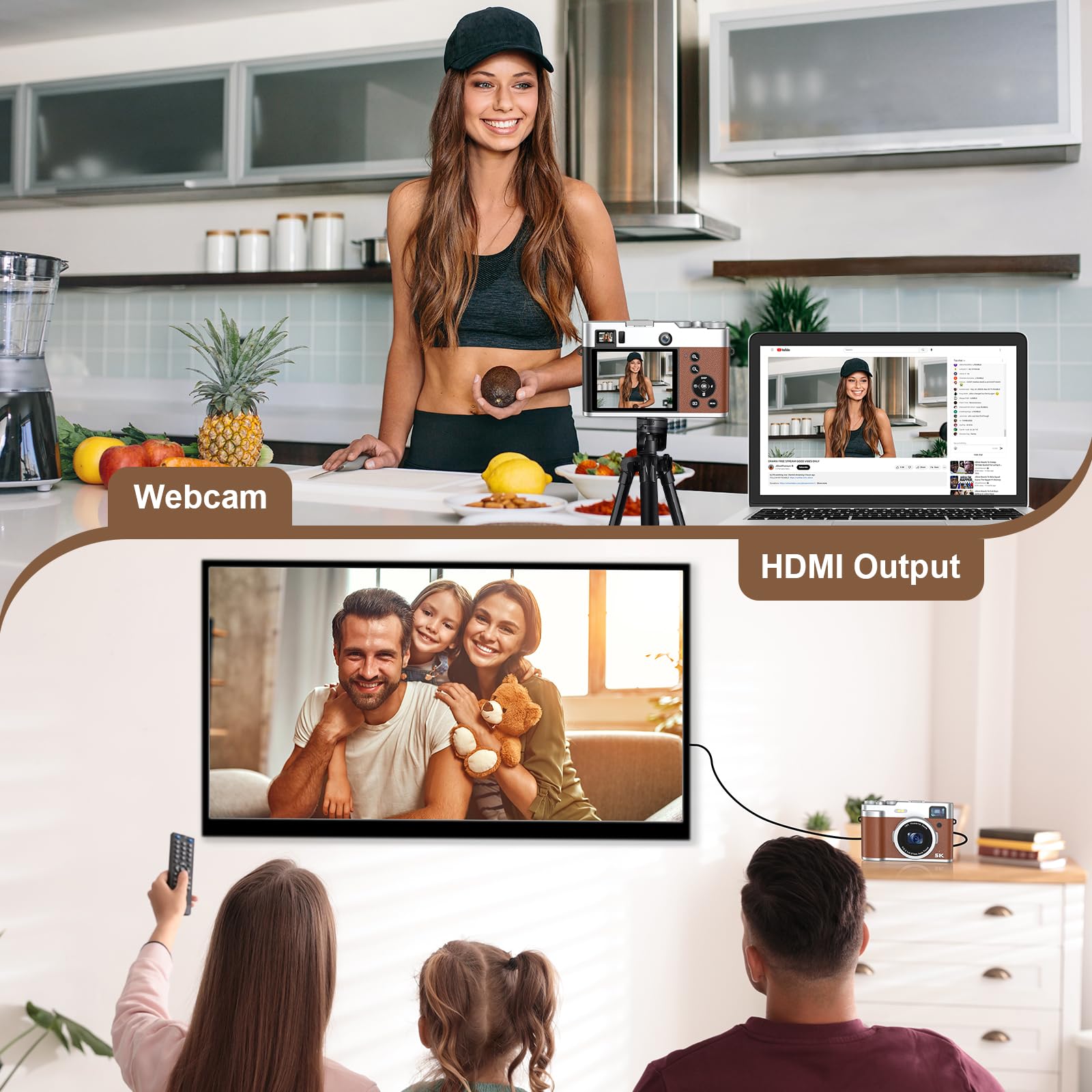 5K Digital Camera 48MP Dual Lens Vlogging Camera with 16X Zoom, 32GB Card & 2 Batteries - Perfect for Travel Photography, YouTube Vlogging & Everyday Selfies
