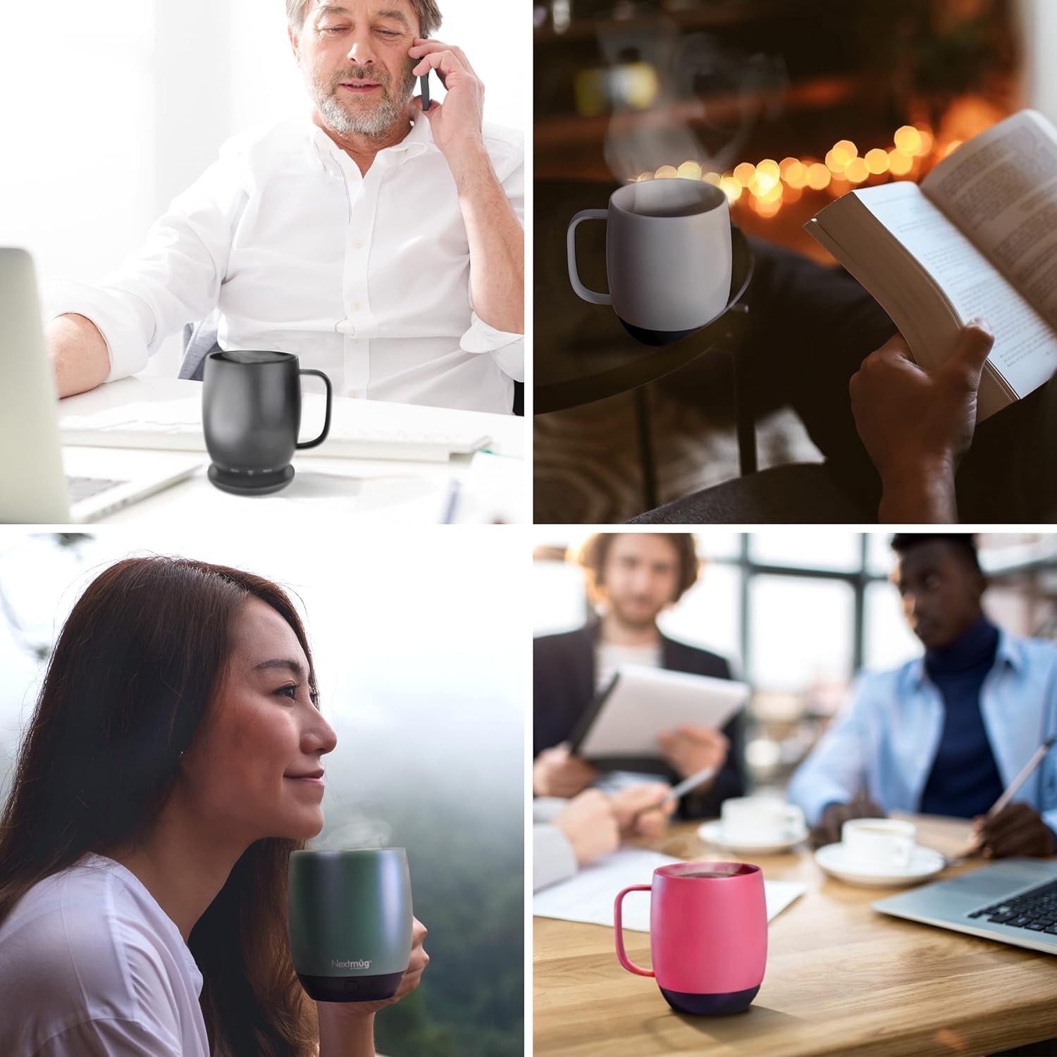 Nextmug - Smart Temperature-Controlled Self-Heating Coffee Mug with App Control - 14oz Insulated Travel Mug (Violet) - Perfect for Office, Commuting & Outdoor Adventures
