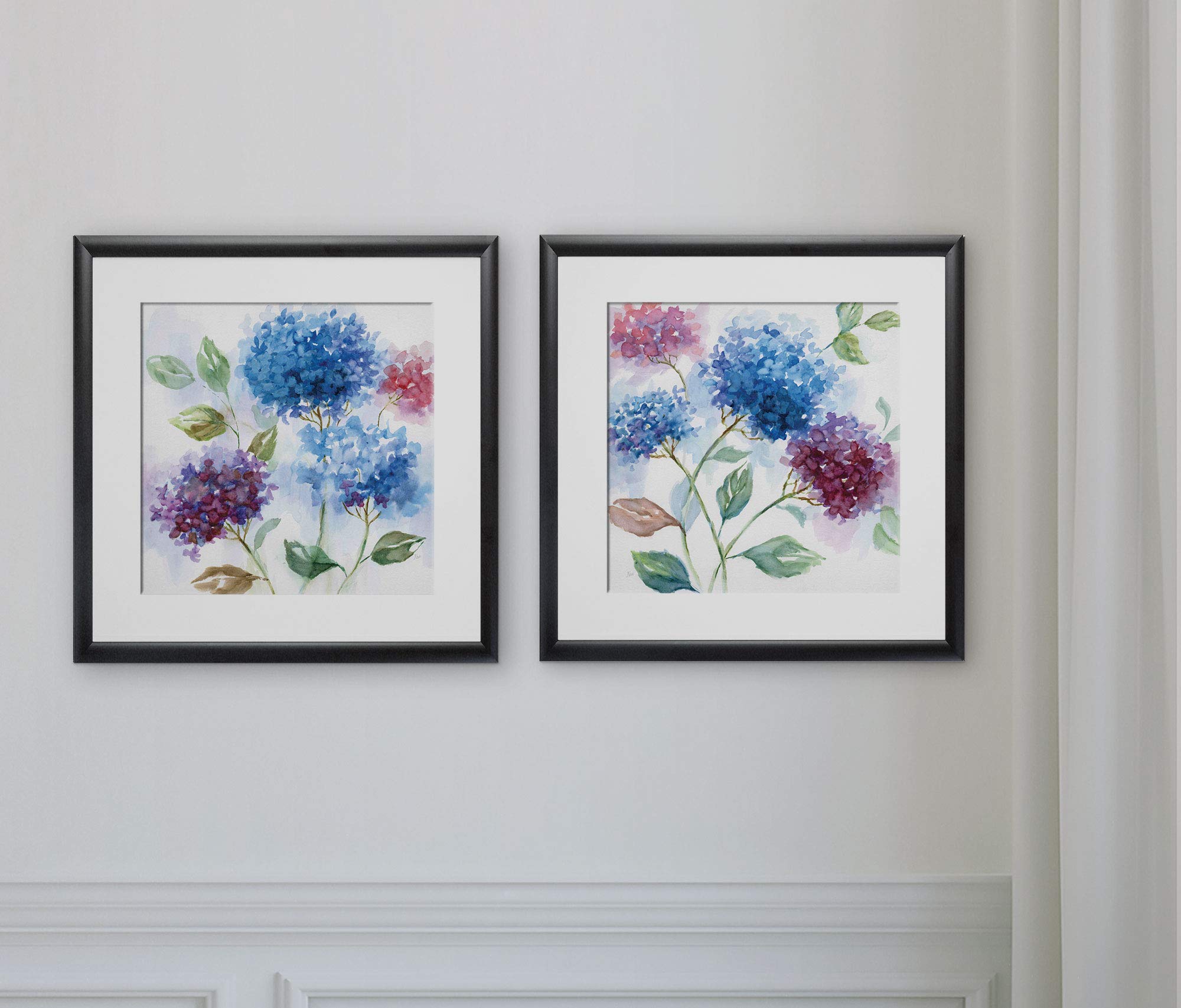 Wexford Home Hydrangea Harmony 2-Piece Decorative Throw Pillow Set | Floral Cushion Covers for Sofa, Bed & Living Room Decor