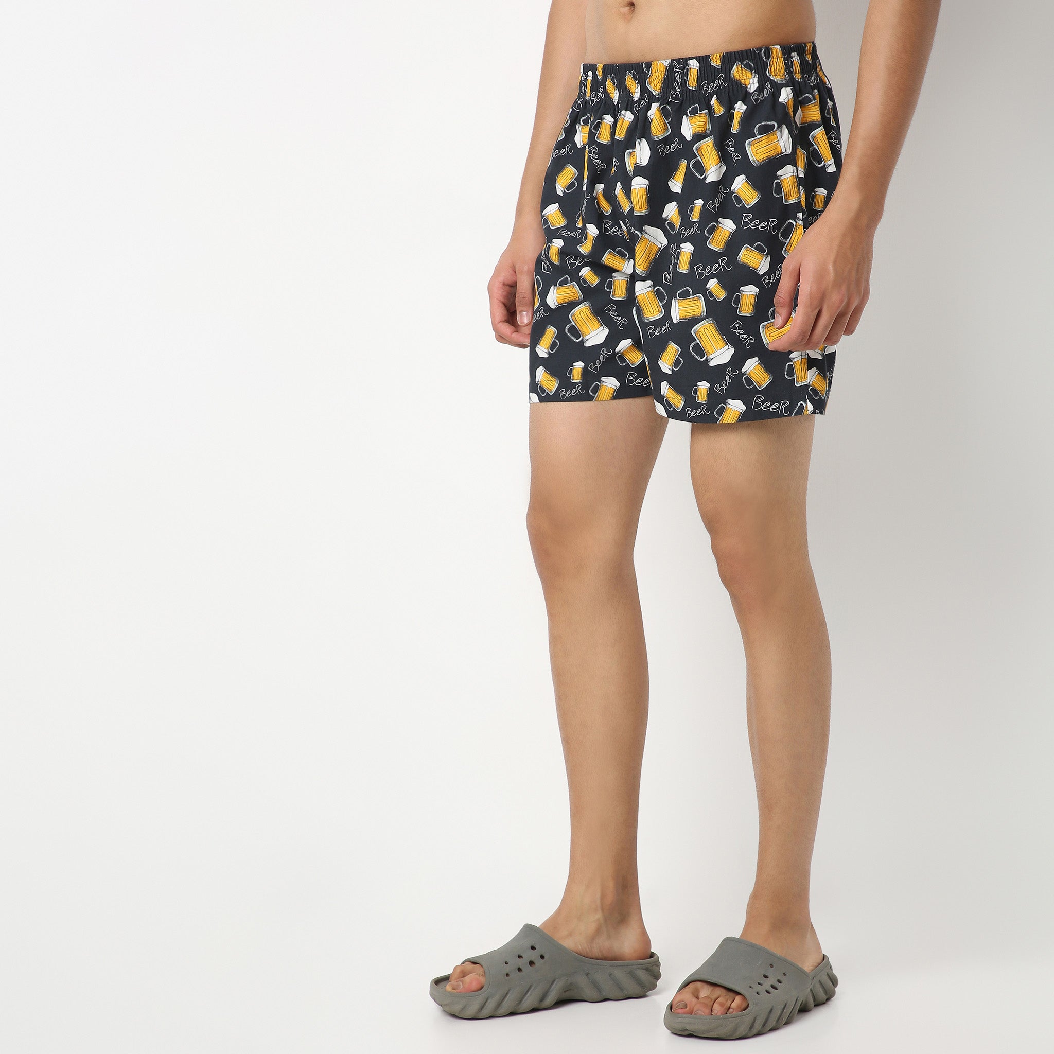 Men's Comfort Cotton Boxer Briefs with Soft Viscose Lining - Digital Printed Underwear for Everyday Wear & Lounge