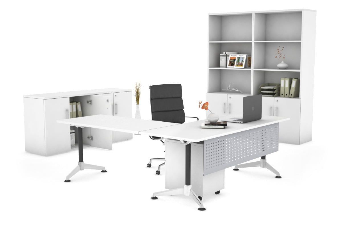 L-Shaped Corner Executive Office Desk - Blackjack [1600L x 1700W] - Perfect for Home Office & Professional Workspace Setup