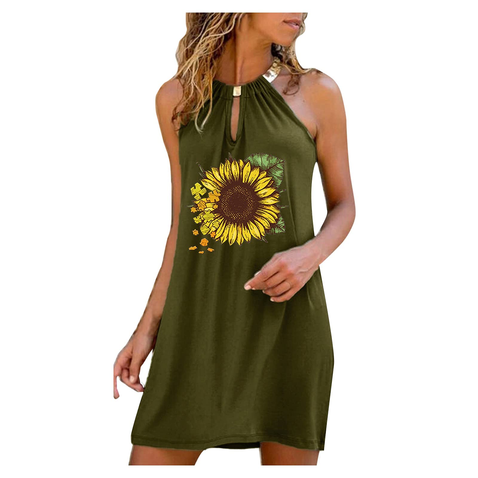 American Flag Patriotic Summer Dress for Women - Casual Beach Party Sundress, Short Sleeve A-Line Dress for 4th of July, BBQ, Vacation & Outdoor Events