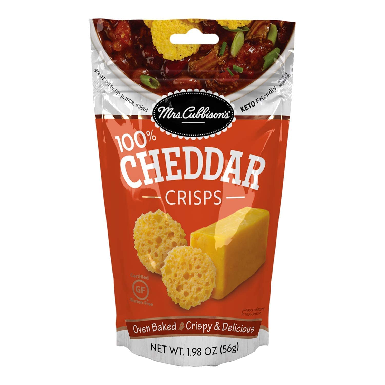 Mrs. Cubbison's Keto Cheese Crisps - Low Carb Cheddar Snacks (Pack of 6) | Crunchy Salad Topper & Keto Diet Friendly | Perfect for Parties, Movie Nights & Healthy Snacking - 1.98oz per Pack