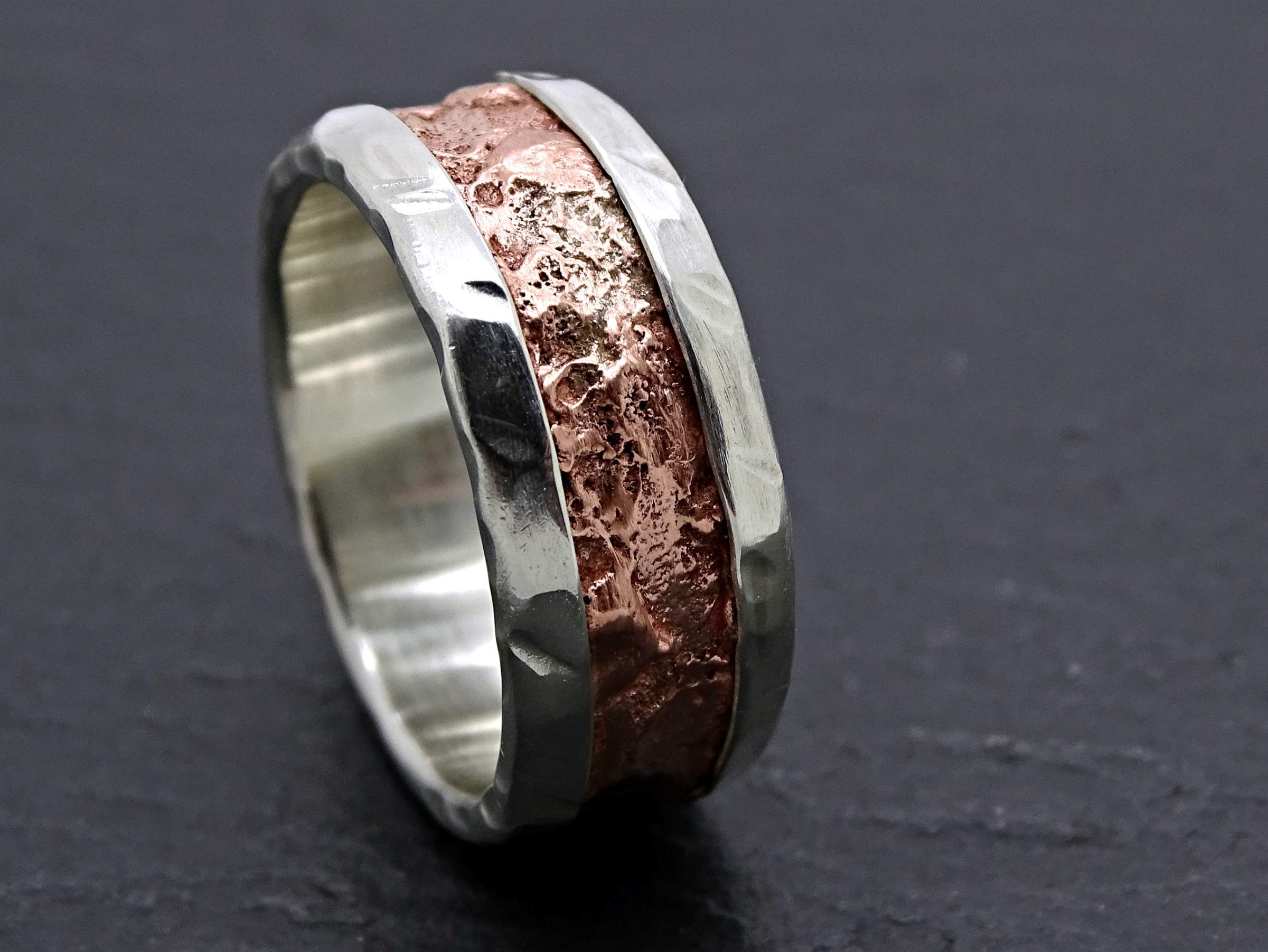 Unique Mixed Metal Ring for Men - Cool Copper & Silver Wedding Band, Rugged Engagement Ring, Anniversary Gift for Him, Perfect for Everyday Wear & Special Occasions