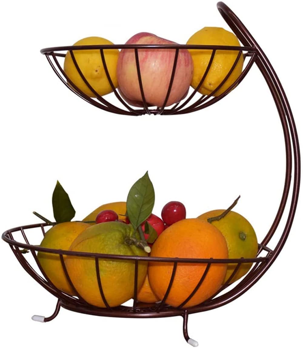 Mavoorick 2-Tier Fruit Basket - Countertop Decorative Bowl Stand for Vegetables, Snacks, Bread - Perfect for Kitchen, Dining Table, and Pantry Organization