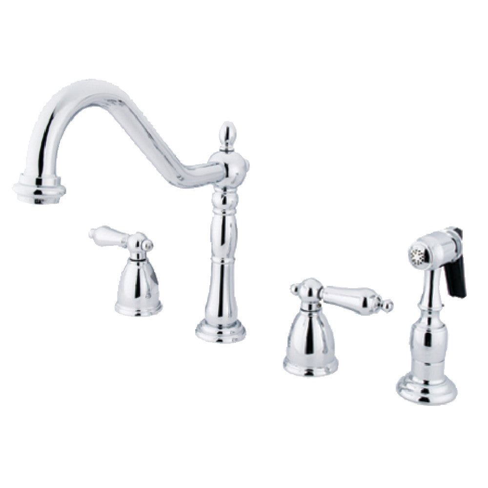 Kingston Brass KB1791ALBS Widespread Kitchen Faucet - High Arc Pull-Down Sprayer, Oil Rubbed Bronze Finish for Modern Farmhouse & Industrial Style Kitchens