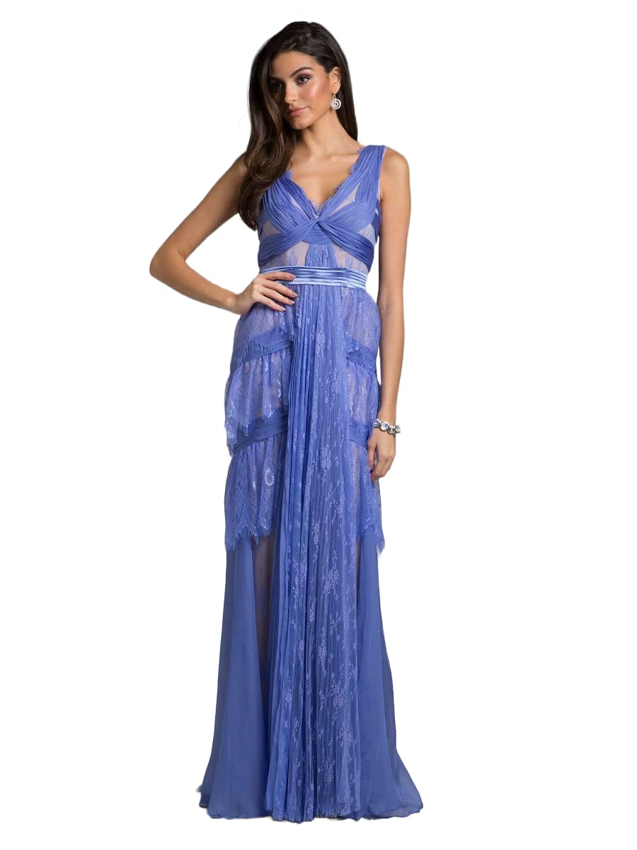 Lara Dresses 29961 Elegant Chiffon and Lace V-Neck A-Line Gown for Women - Perfect for Weddings, Prom, Evening Parties & Special Occasions