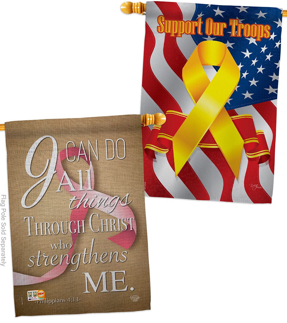 Pink Ribbon House Flags Pack - Inspirational Double-Sided 28x40 Yard Banner for Breast Cancer Awareness, Autism Support & BLM - Perfect for Front Yard Decor, Fundraising Events & Community Support