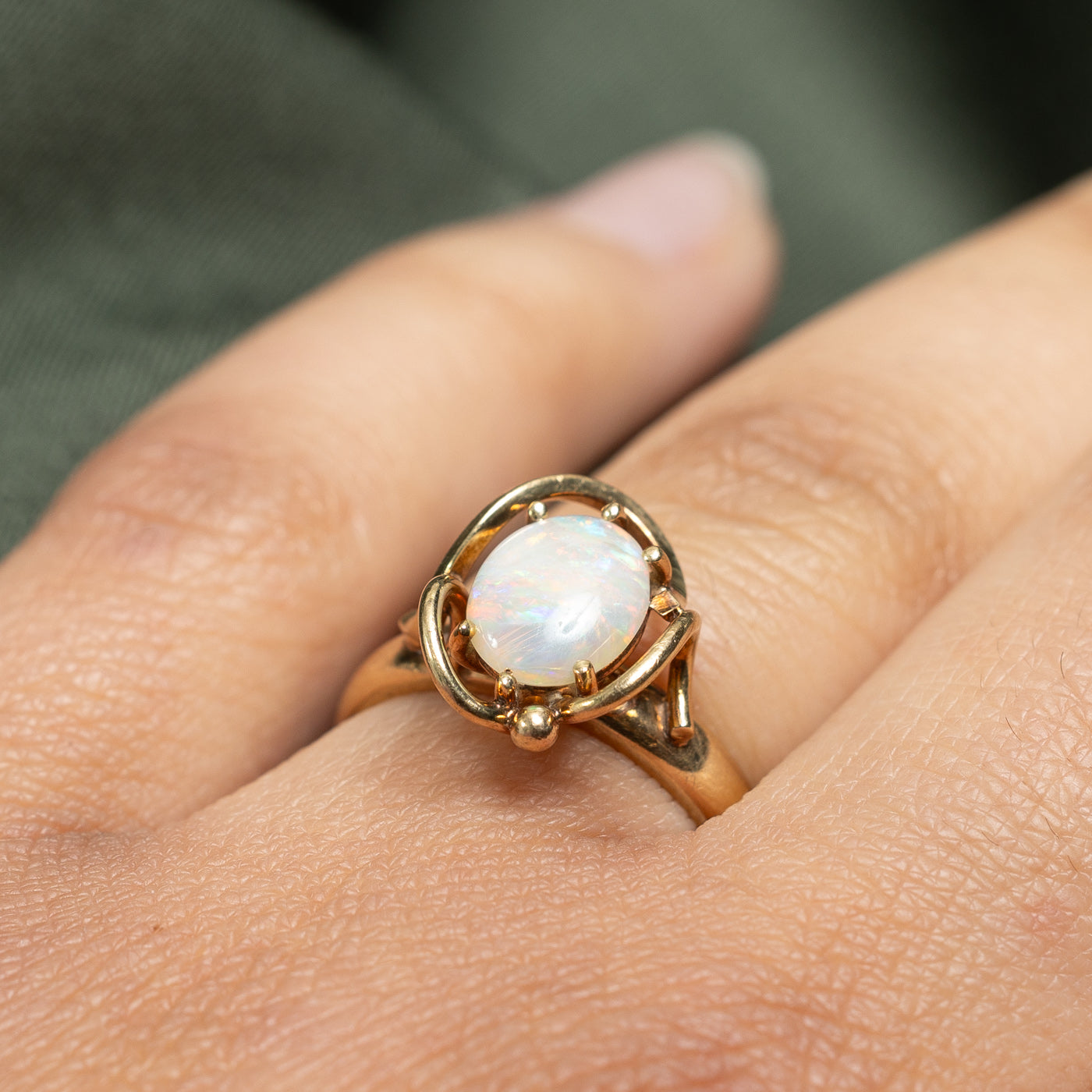 0.75ct Oval Cut Opal Openwork Ring - Size 6.5 - Elegant Handmade Silver Jewelry for Women - Perfect for Weddings, Anniversaries & Special Occasions