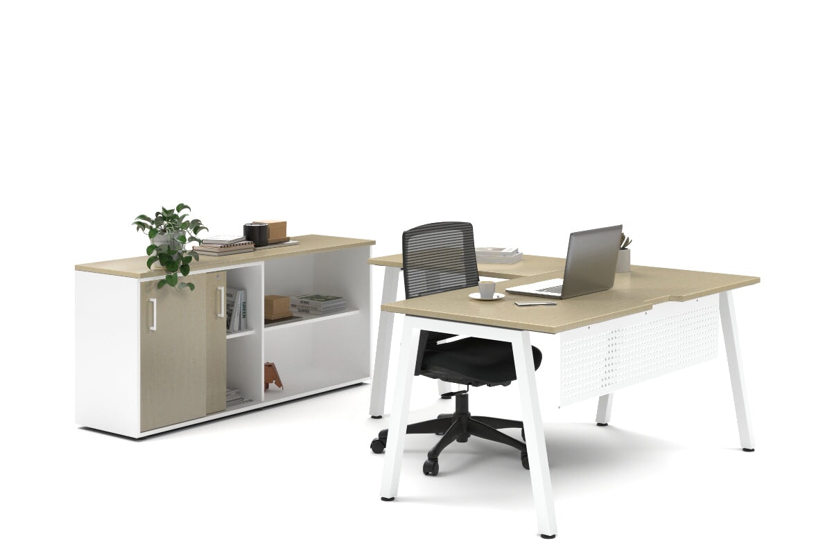 Quadro A Legs L-Shaped Executive Desk with White Legs [1600L x 1700W] - Perfect for Home Office & Modern Workspace Setup