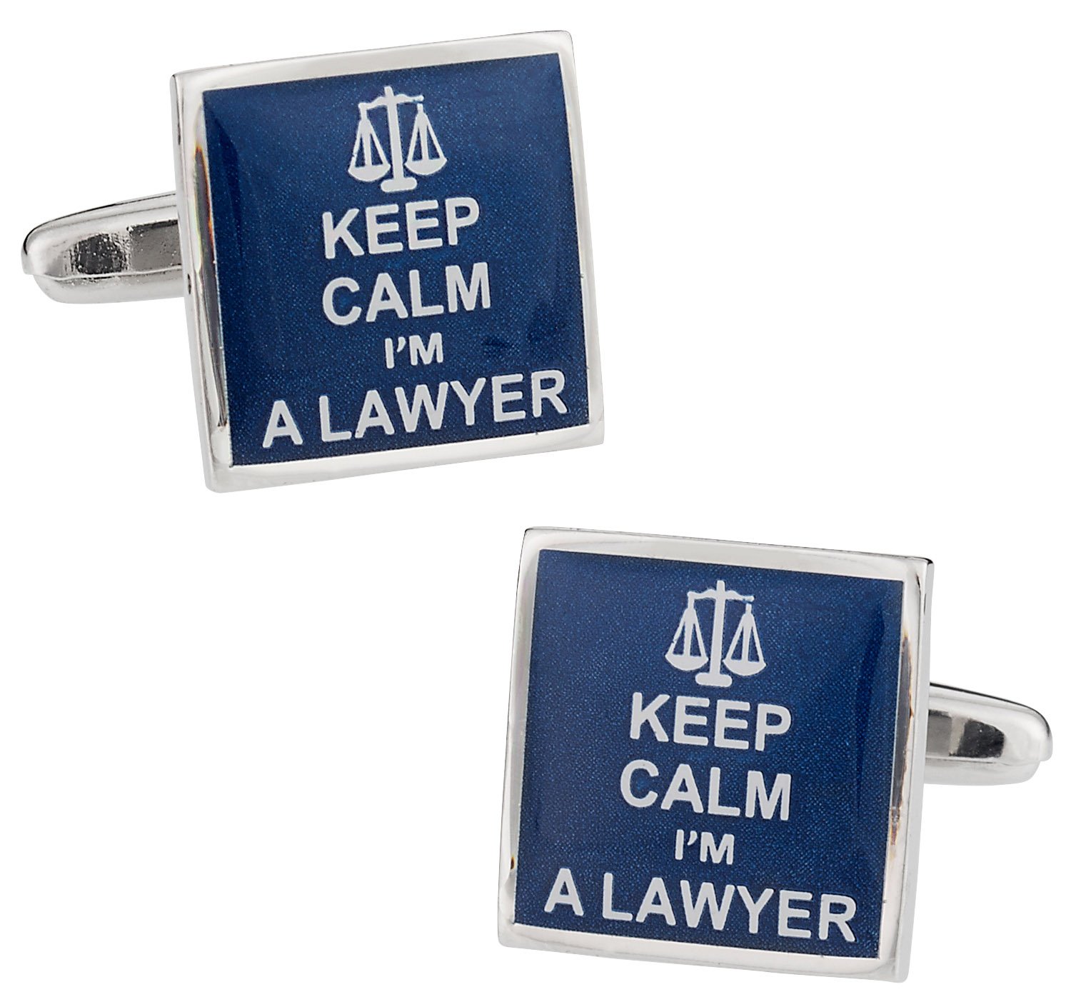 Keep Calm Lawyer Cufflinks for Men - Elegant Silver Tone Novelty Cuff Links with Travel Presentation Gift Box - Perfect for Attorney Gifts, Court Appearances & Professional Events
