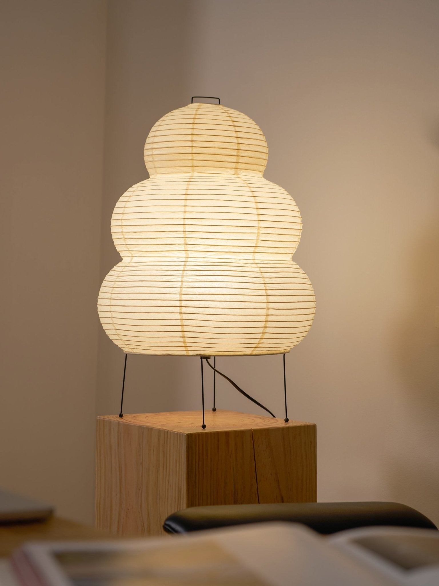 Japanese Akari Paper Table Lamp - Handmade Shoji Style Lighting for Bedroom, Living Room & Office - Warm Ambient Light for Relaxation & Decor