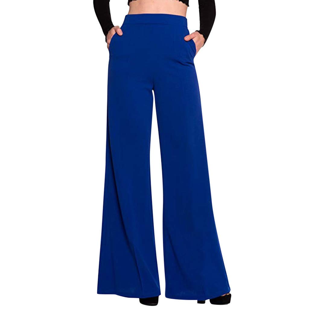 XINSHIDE Women's Black Stretch High Waist Work Pants - Solid Straight Leg Office Trousers with Zipper & Pockets for Business Casual & Professional Wear