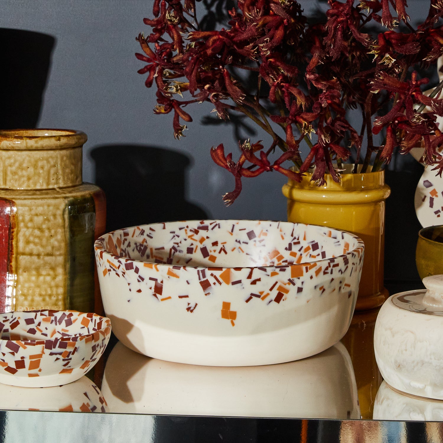 Mazzinni Bowl - Elegant Nougat Terrazzo Design Serving Bowl | Perfect for Salads, Snacks & Home Decor | Durable & Stylish Kitchenware