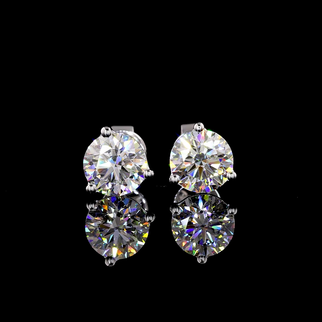 2.12 Carat Lab Grown Round E VS1 Diamond 14K White Gold Martini Stud Earrings for Women - Perfect for Weddings, Anniversaries & Special Occasions