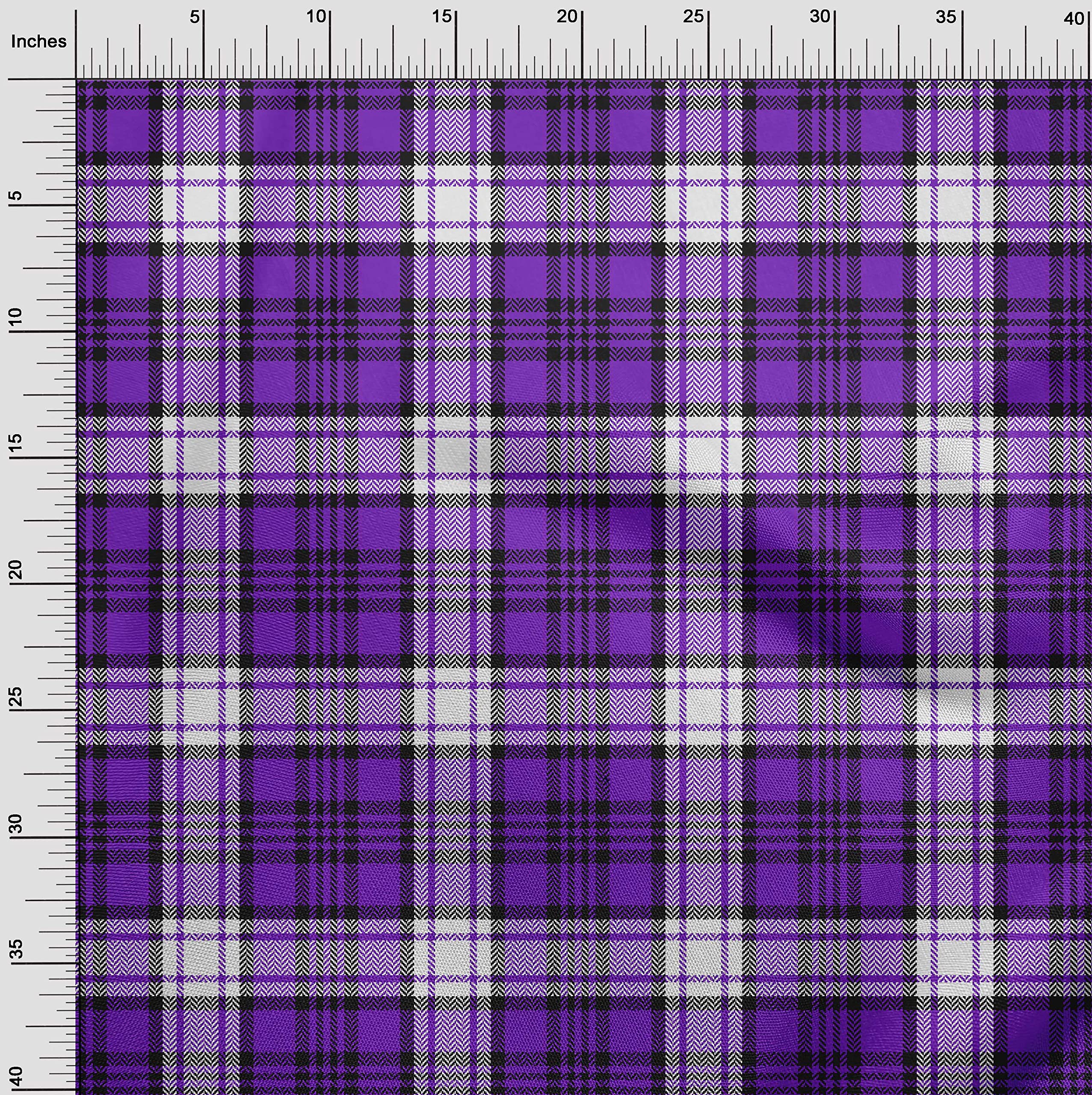 Velvet Purple Tartan Fabric by The Yard - 58 Inch Wide Printed Sewing Material for DIY Clothing, Dresses & Home Decor | Soft & Durable for Crafts, Quilting & Upholstery