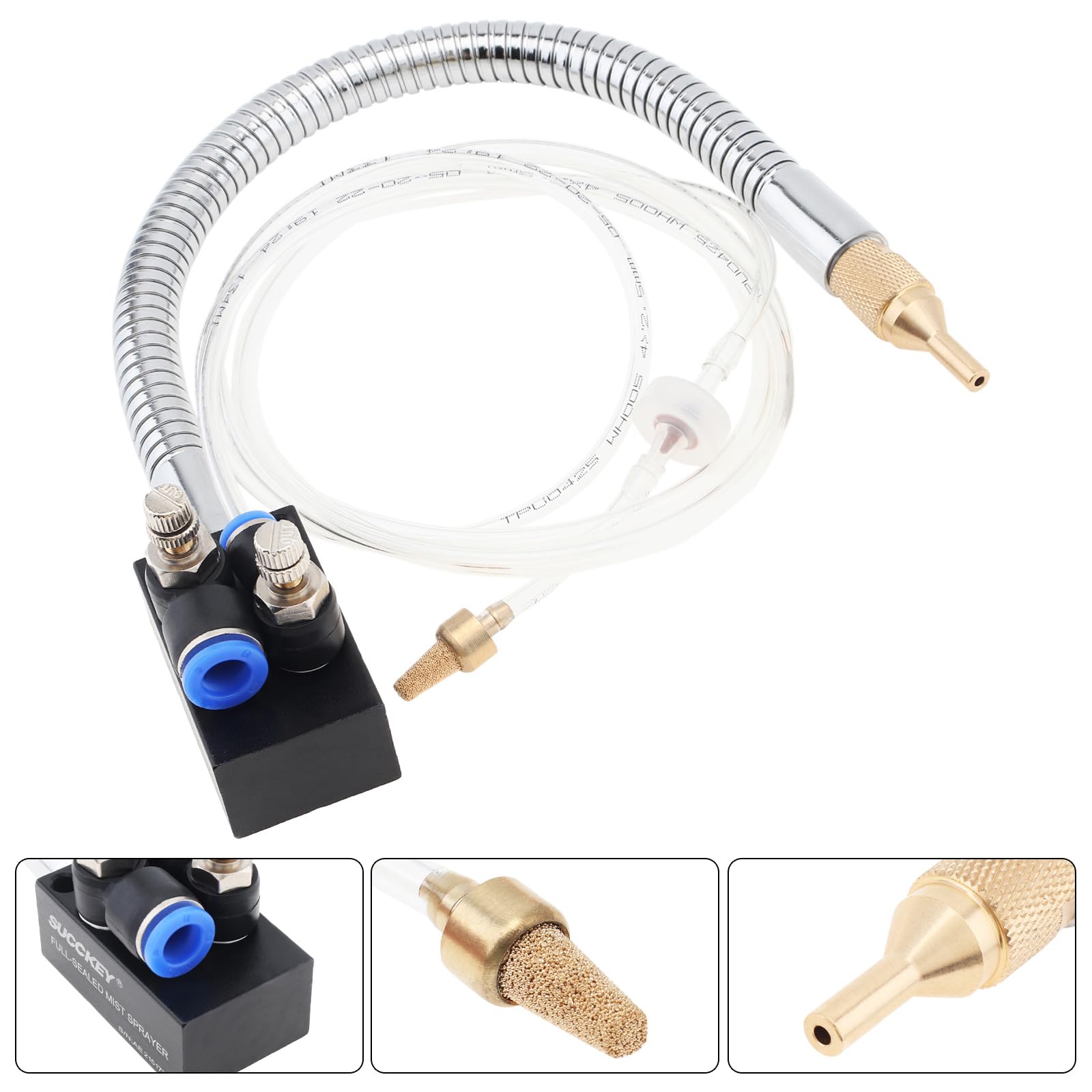 320mm Stainless Steel Flexible Tube Coolant Spray System - Universal Metal Cutting, Engraving & Cooling Machine Mist Lubrication Sprayer | Perfect for CNC, Lathe & Milling Operations