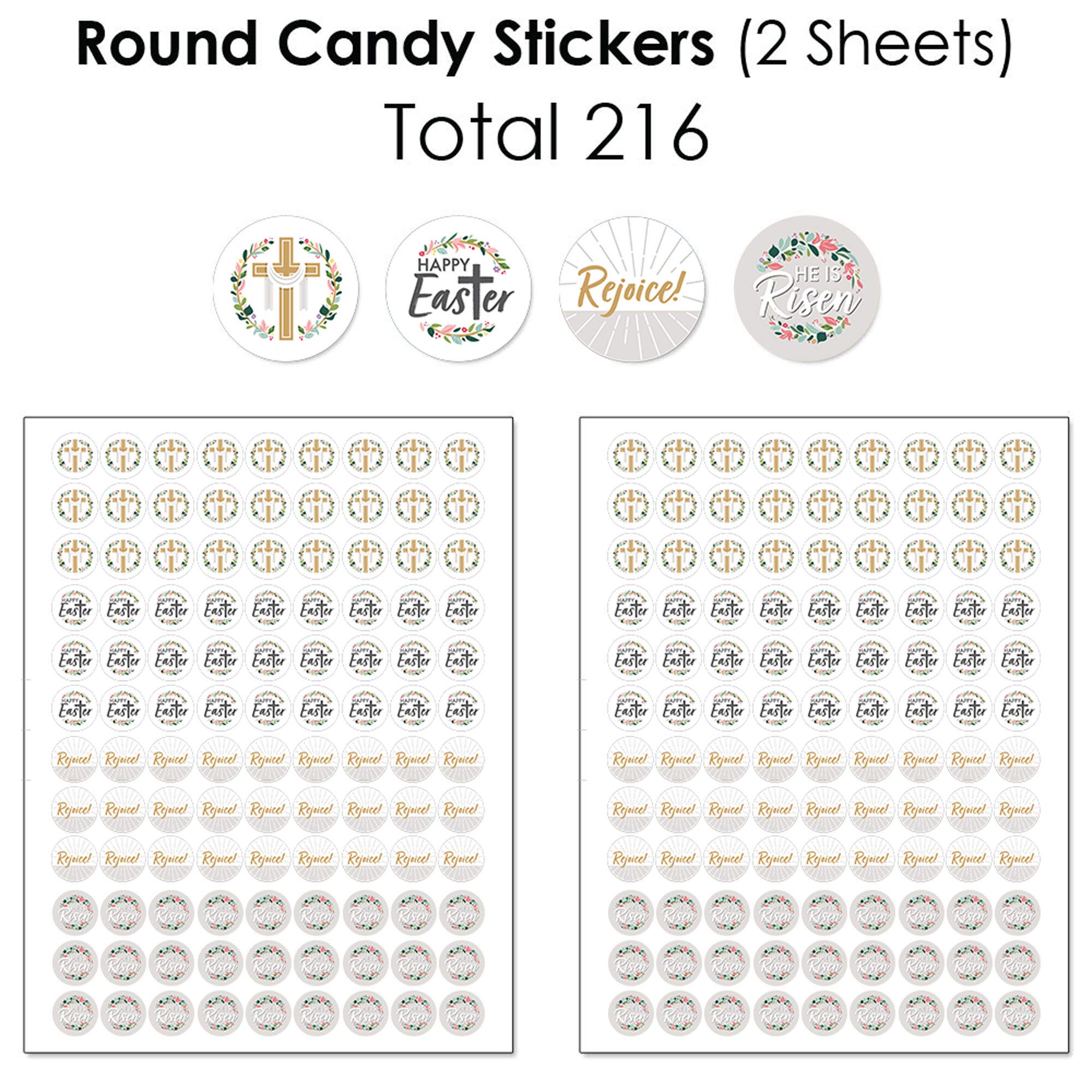 Big Dot of Happiness Religious Easter Candy Wrappers & Stickers - 304-Piece Christian Holiday Party Kit for Easter Egg Hunt, Sunday School Treats & Easter Basket Stuffers