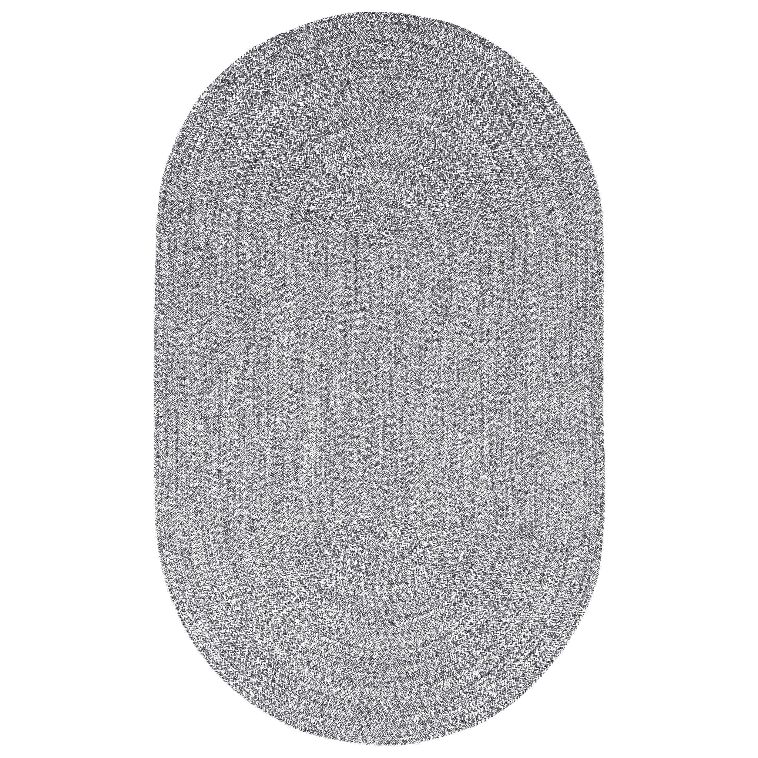 Premium Reversible Braided Oval Rug 8'x10' - Indoor Outdoor Washable Area Rug for Living Room, Bedroom, Office - Charcoal & White - Perfect for Home Decor, Patio, and High Traffic Areas
