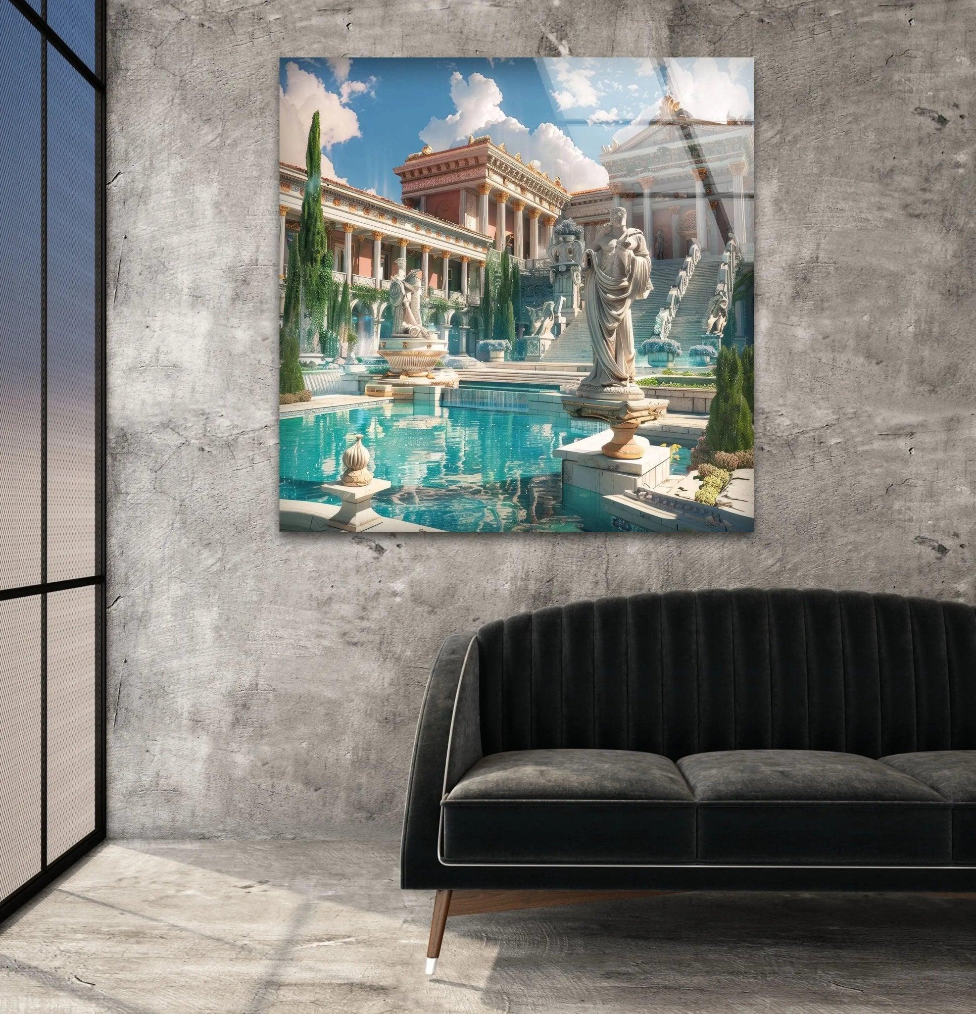 Ancient Greek God Glass Wall Art - Handmade Stained Glass Decor for Home & Office - Perfect for Living Room, Bedroom, or Gifts