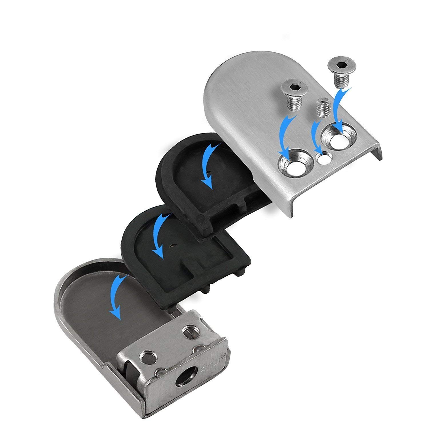 10-12mm Adjustable 304 Stainless Steel Glass Clamps (20PCS) for Balustrade & Staircase Handrail Installation