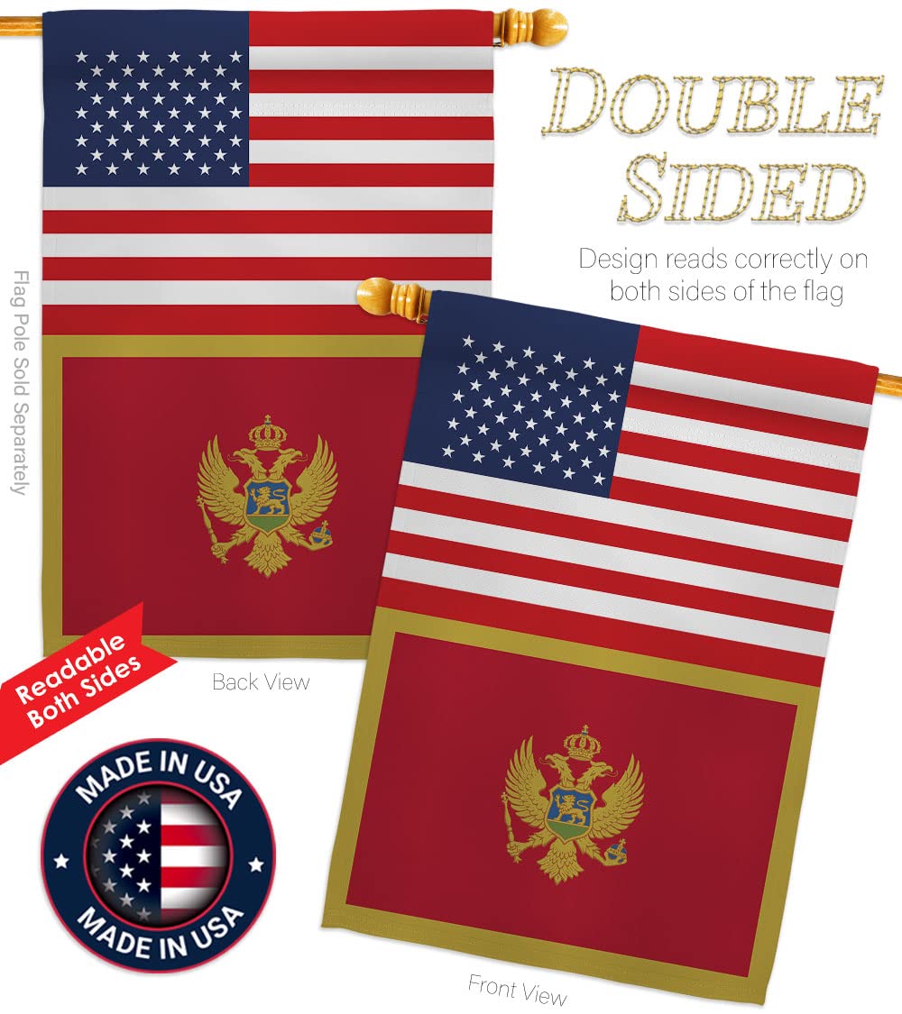 Americana Home & Garden Montenegro US Friendship Flag - Double-Sided Outdoor Decorative Banner for Yard, Garden & Patio - Made in USA - Perfect for International Events, Cultural Celebrations & Patriotic Displays