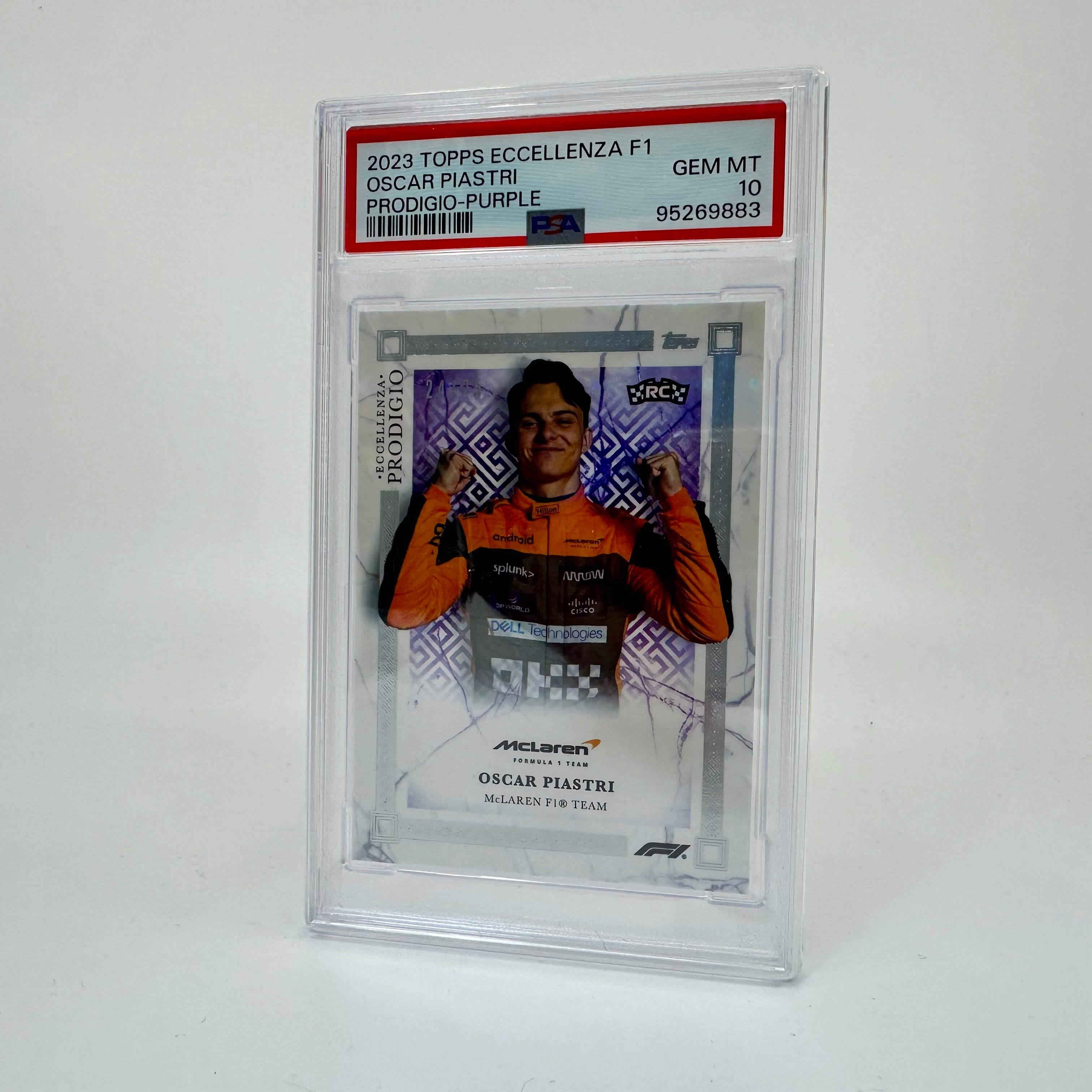 2023 Oscar Piastri PSA 10 Purple Eccellenza Prodigio Rookie Card - Perfect for Sports Collectors & F1 Racing Fans Display