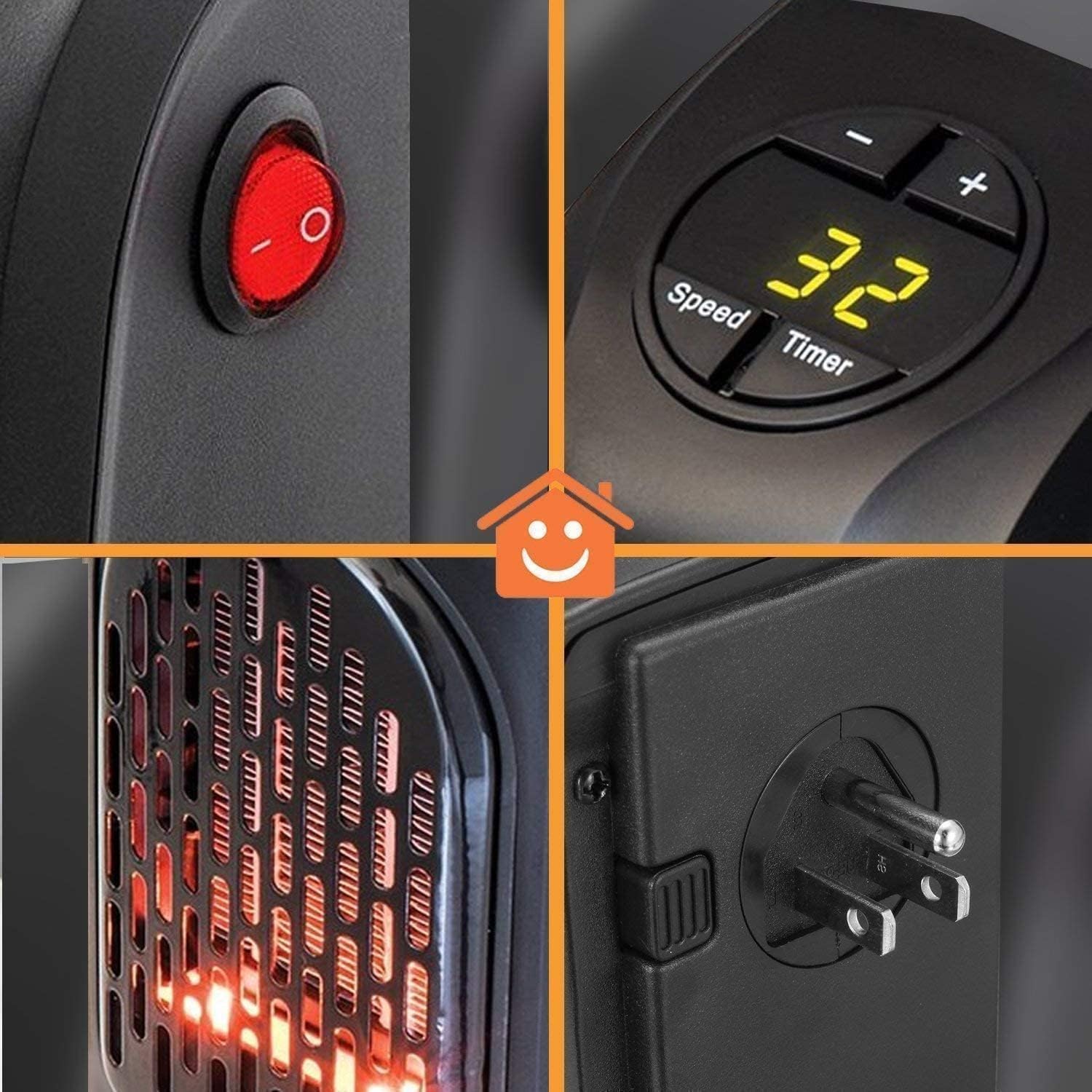 Exegi Handy Electric Space Heater - Portable Plug-In Mini Heater for Office, Bedroom & Home - LED Display, Adjustable Temperature, Stylish Design - Perfect for Winter Warmth & Energy Saving