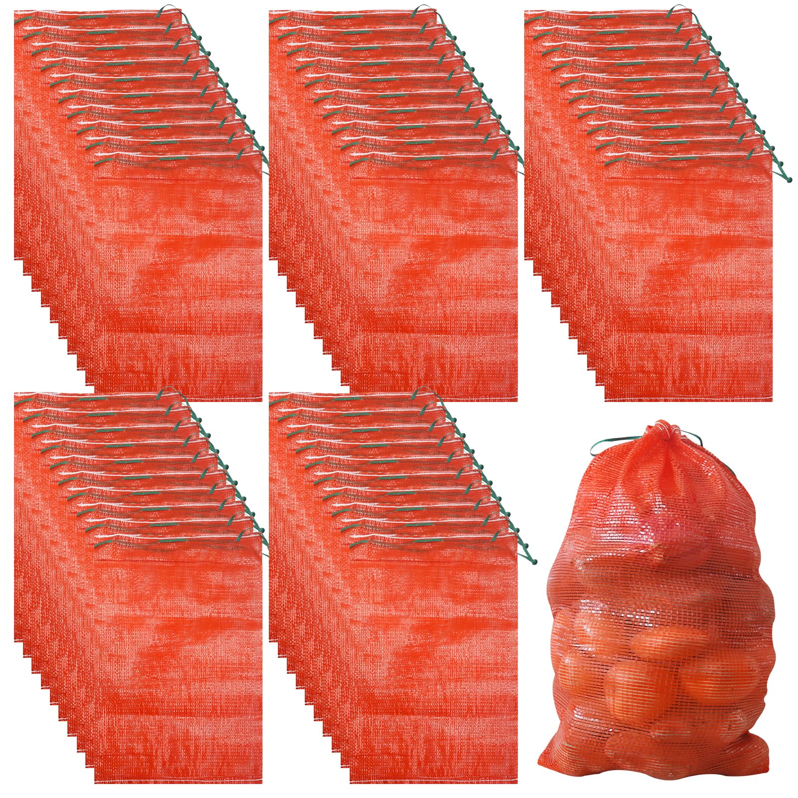 36lb Mesh Onion Bags - Reusable Produce Storage Bags for Potatoes, Fruits & Vegetables (15.6 x 26 inches, Pack of 50) - Perfect for Farmers Market, Grocery Storage & Home Kitchen Organization