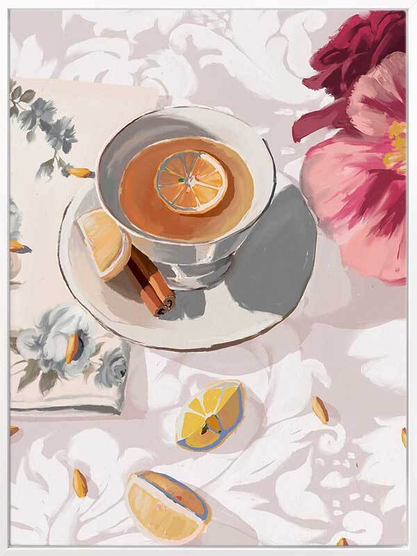 Elegant A Cup of Tea Canvas Art Print - Handmade Tea Painting for Home & Office Decor - Perfect for Living Room, Bedroom or Tea Shop Wall Art