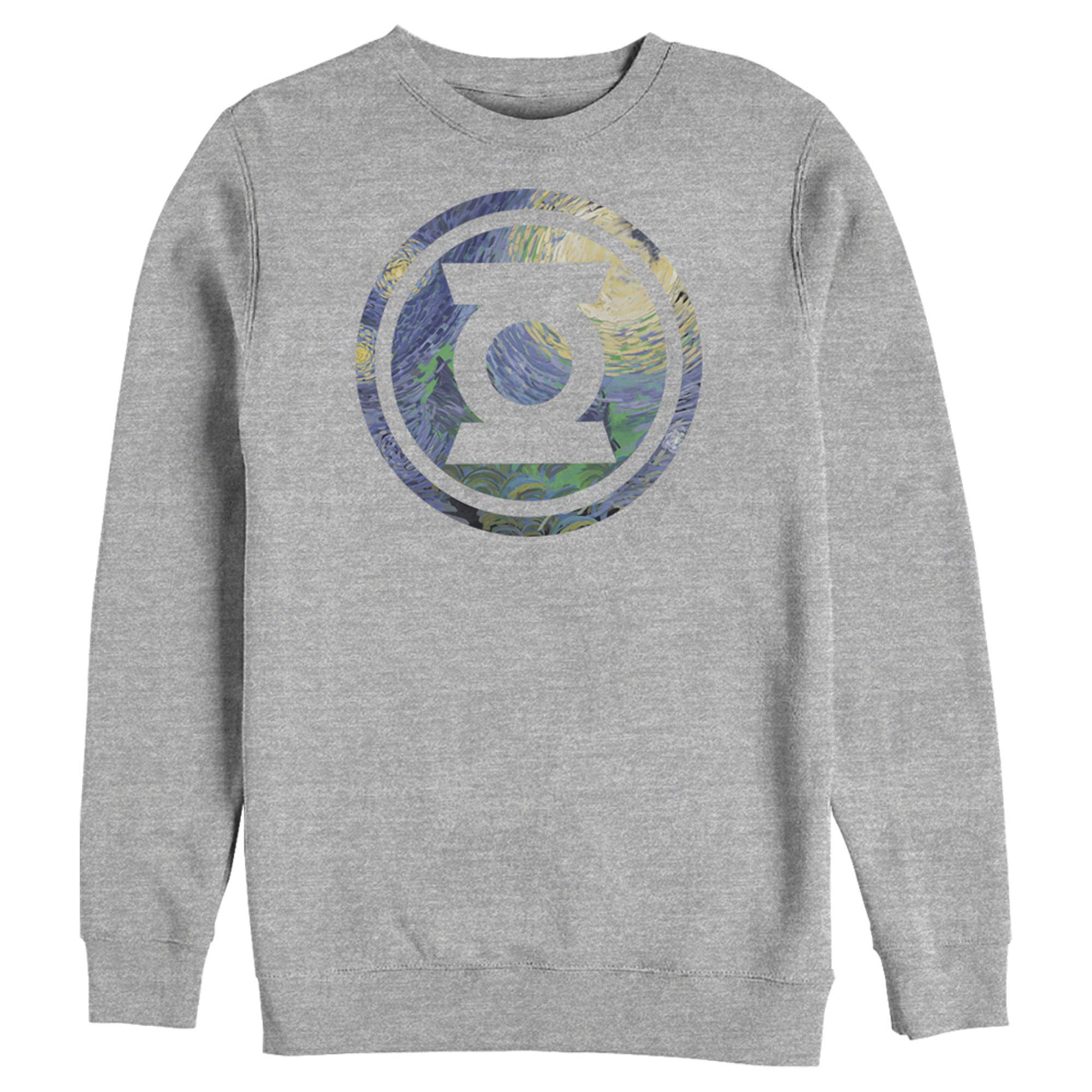 Men's Justice League Green Lantern Starry Night Logo Sweatshirt | DC Comics Superhero Hoodie | Casual Wear & Cosplay Gift for Fans