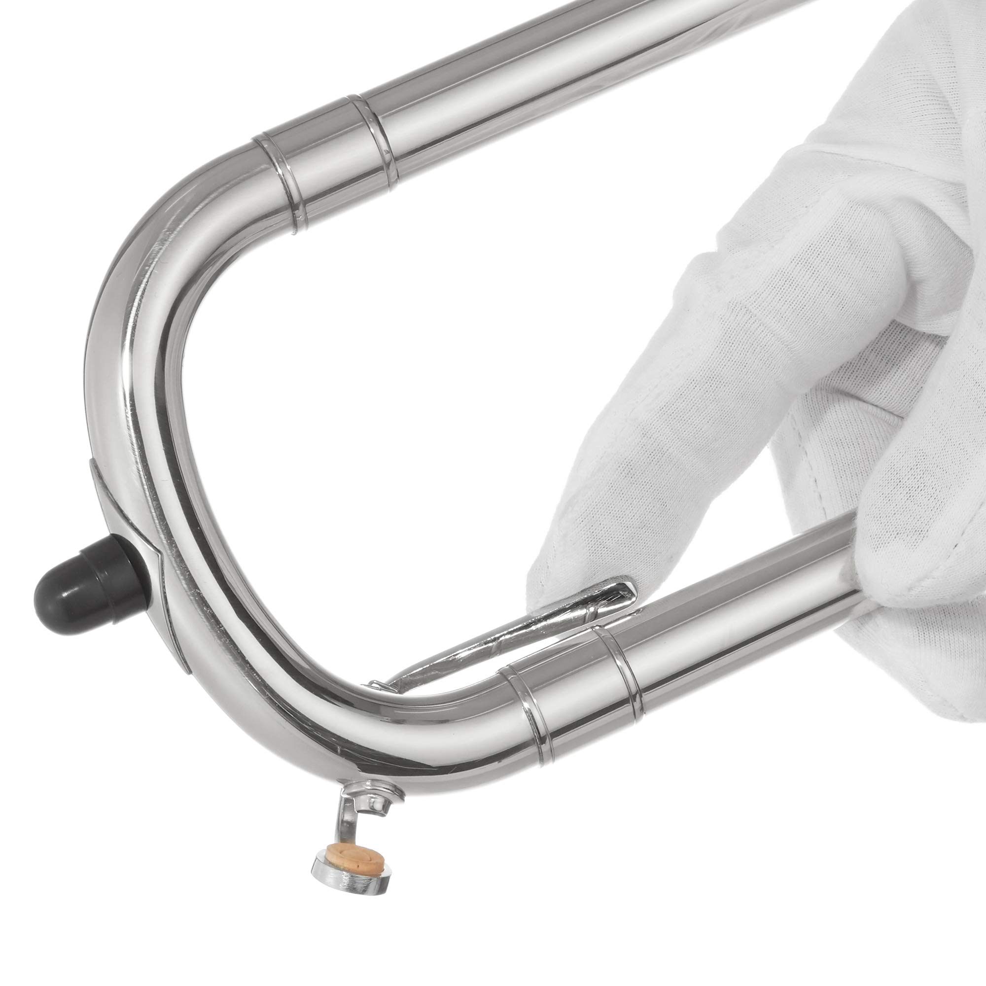 Ashthorpe Bb Tenor Slide Trombone with Nickel Plated Finish - Includes Case, Mouthpiece, Gloves & Cleaning Kit | Professional Brass Instrument for School Band, Jazz Ensemble & Orchestra Performances
