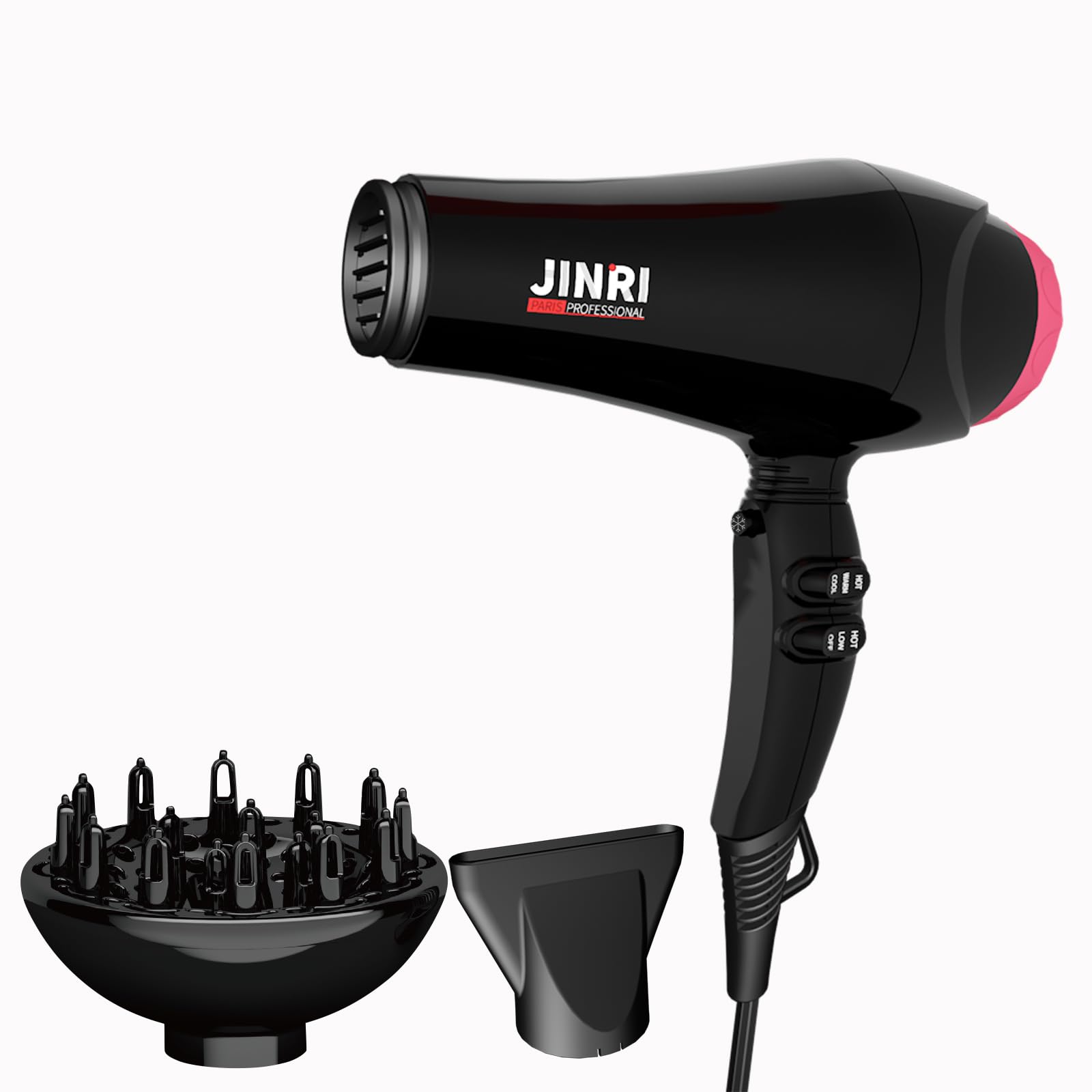 Berta 1875W Professional Salon Hair Dryer - Ceramic Ionic Blow Dryer with Concentrator, Quiet & Fast Drying, AC Motor, ETL Certified for Home & Salon Use