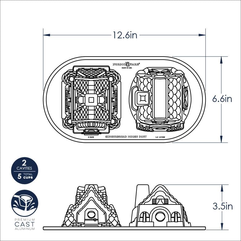 Nordic Ware Gingerbread House Duet Pan Set - Nonstick Bakeware for Holiday Cookie Making, Christmas Baking, and Festive Desserts | Perfect for Gingerbread Houses, Cookies, and Seasonal Treats