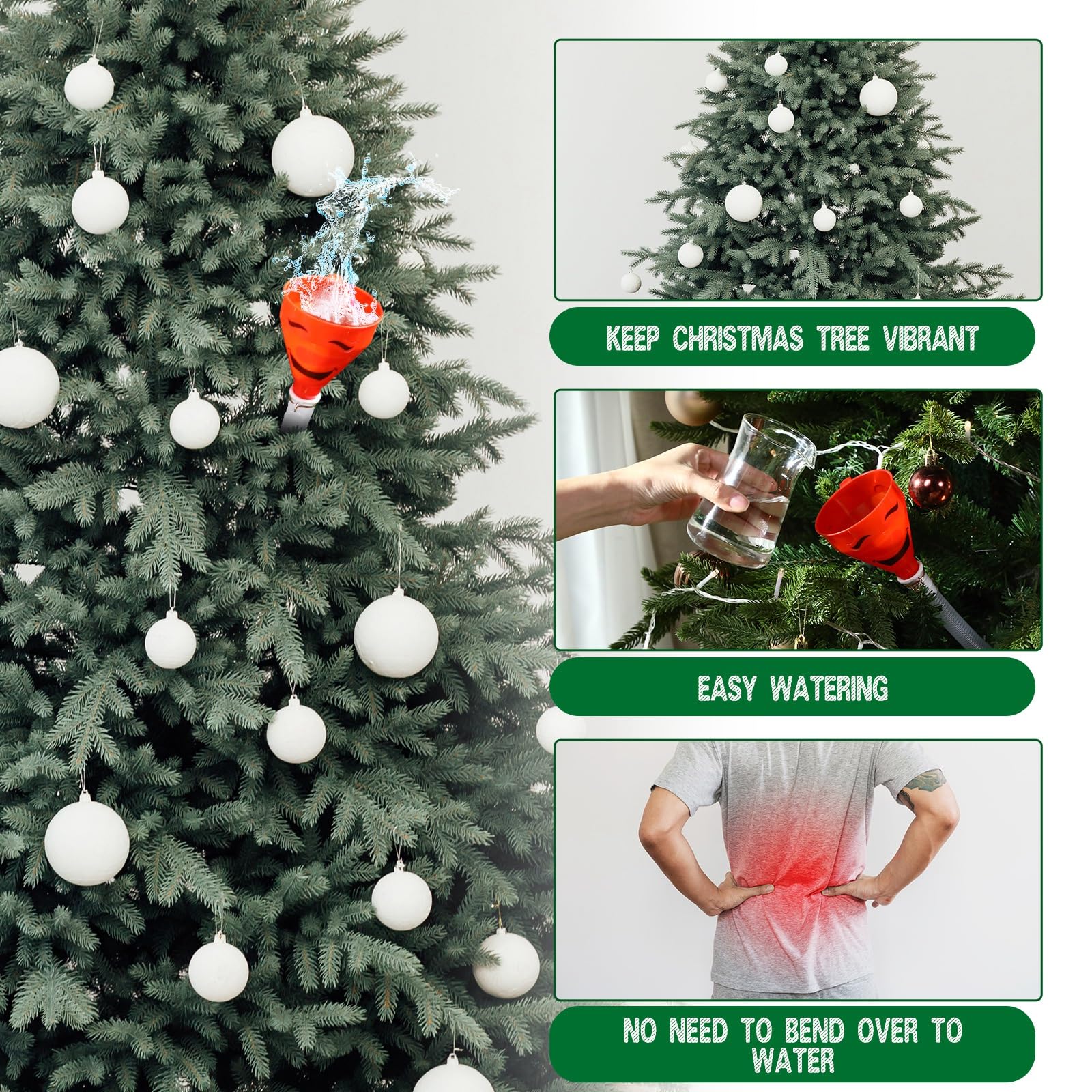 Nuogo 63 Inch Christmas Tree Watering Funnel with Tube & Sticker - Long Tree Watering Spout for Large Indoor/Outdoor Plants | Perfect for Xmas Trees, Oil Transfer & Gardening