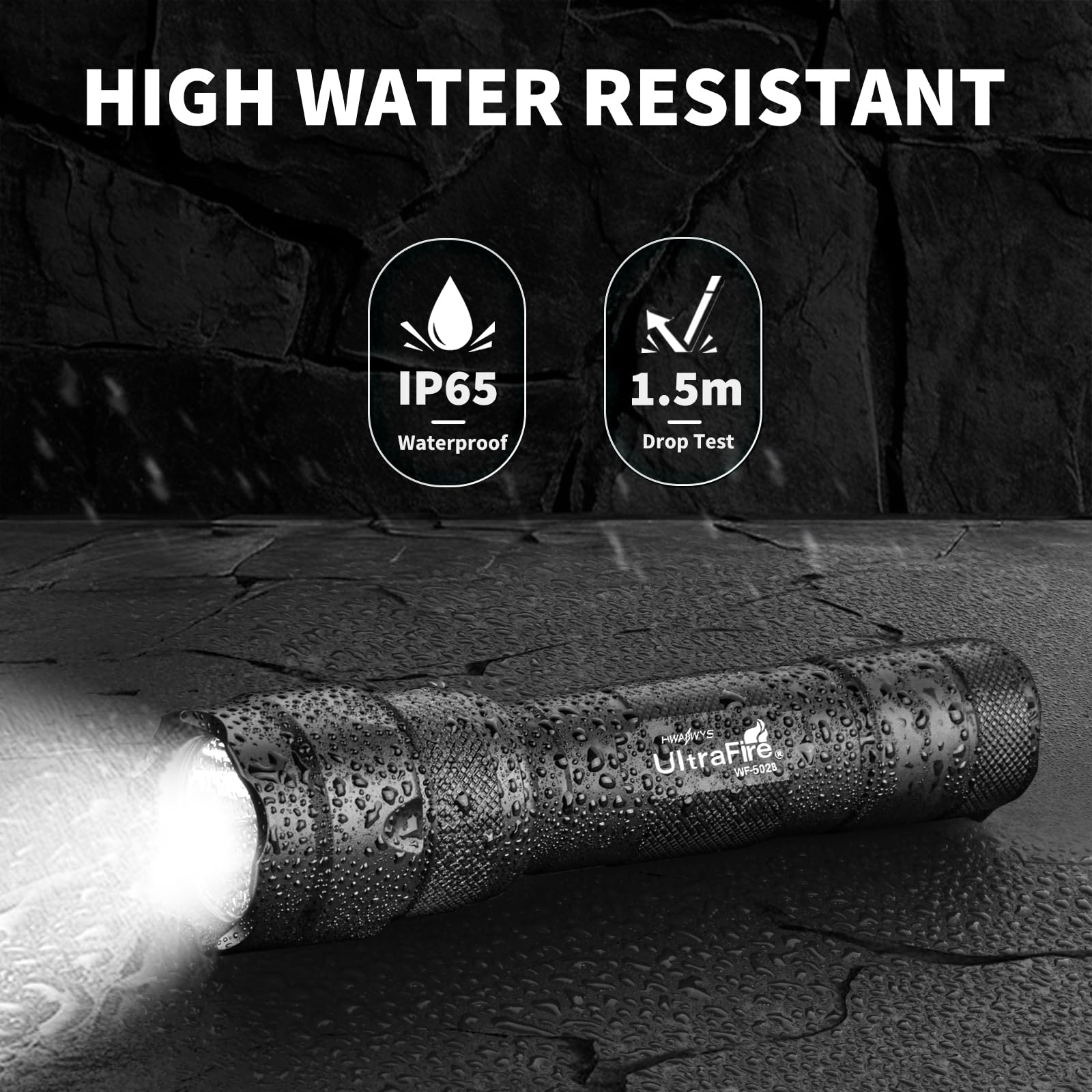 ULTRAFIRE WF-502B 1000 Lumen LED Tactical Flashlight with Belt Holster - Single Mode Mini Flashlight for Outdoor, Camping, Hiking & Emergency Use - Includes UFB26 Battery & Charger
