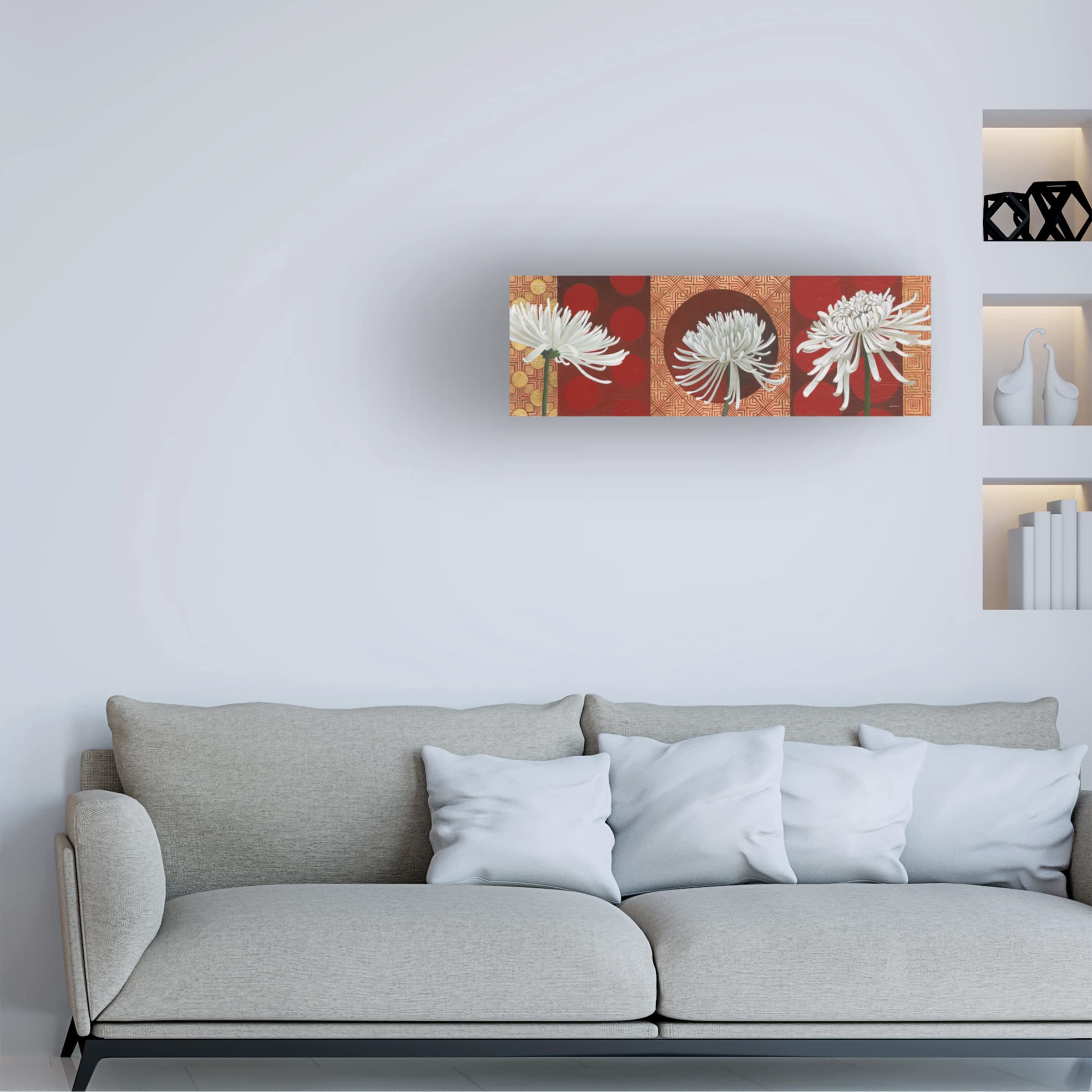 Morning Chrysanthemums V Canvas Wall Art Print by Kathrine Lovell - Floral Home Decor for Living Room, Bedroom & Office - Modern Botanical Painting for Interior Design