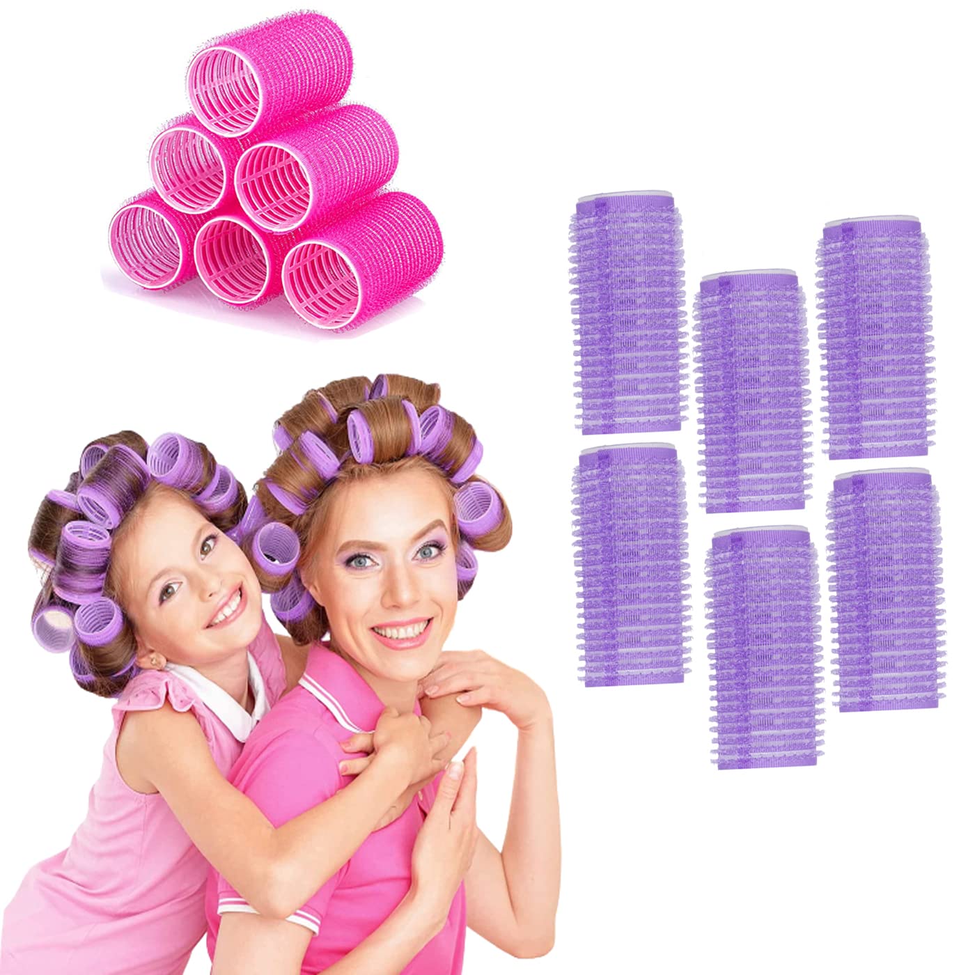 Self-Grip Hair Rollers for Women & Girls - No Heat Curling Rollers, Medium Size, Pack of 1 | Perfect for Overnight Styling & Heat-Free Beach Waves
