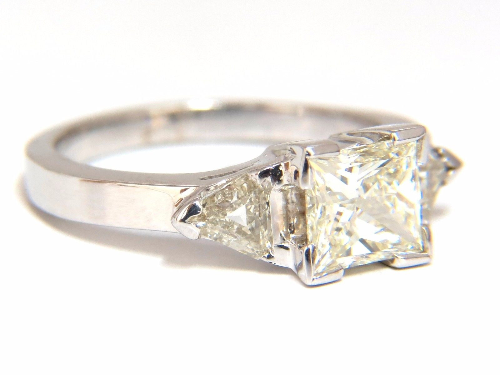 1.63ct Natural Princess Cut Diamond Ring in 14K Gold with Trilliants - Elegant Engagement & Wedding Jewelry for Women