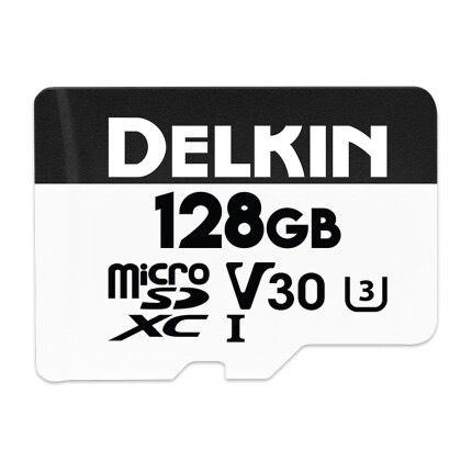 Delkin 128GB ACTION HYPERSPEED U3 V30 microSDXC Memory Card - High Speed for 4K Video, Action Cameras, Drones & Gaming - Fast Data Transfer & Reliable Storage