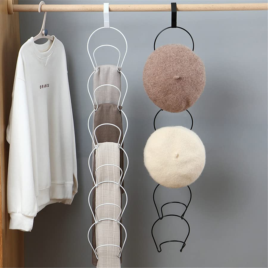 Detachable Baseball Cap Rack & Hat Display Holder - Door Closet Organizer for Clothes, Scarves, Towels - Round Storage Shelf for Home & Office (White) - Perfect for Bedroom, Closet & Entryway Organization