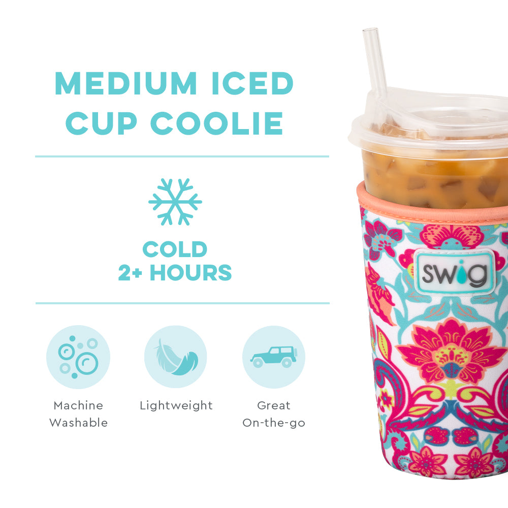 Flourish Medium Iced Cup Coolie - Insulated Coffee Cup Sleeve for 16oz Iced Drinks, Perfect for Starbucks, Dunkin' & Smoothies - Keep Beverages Cold & Hands Comfortable at Cafes, Office or Road Trips