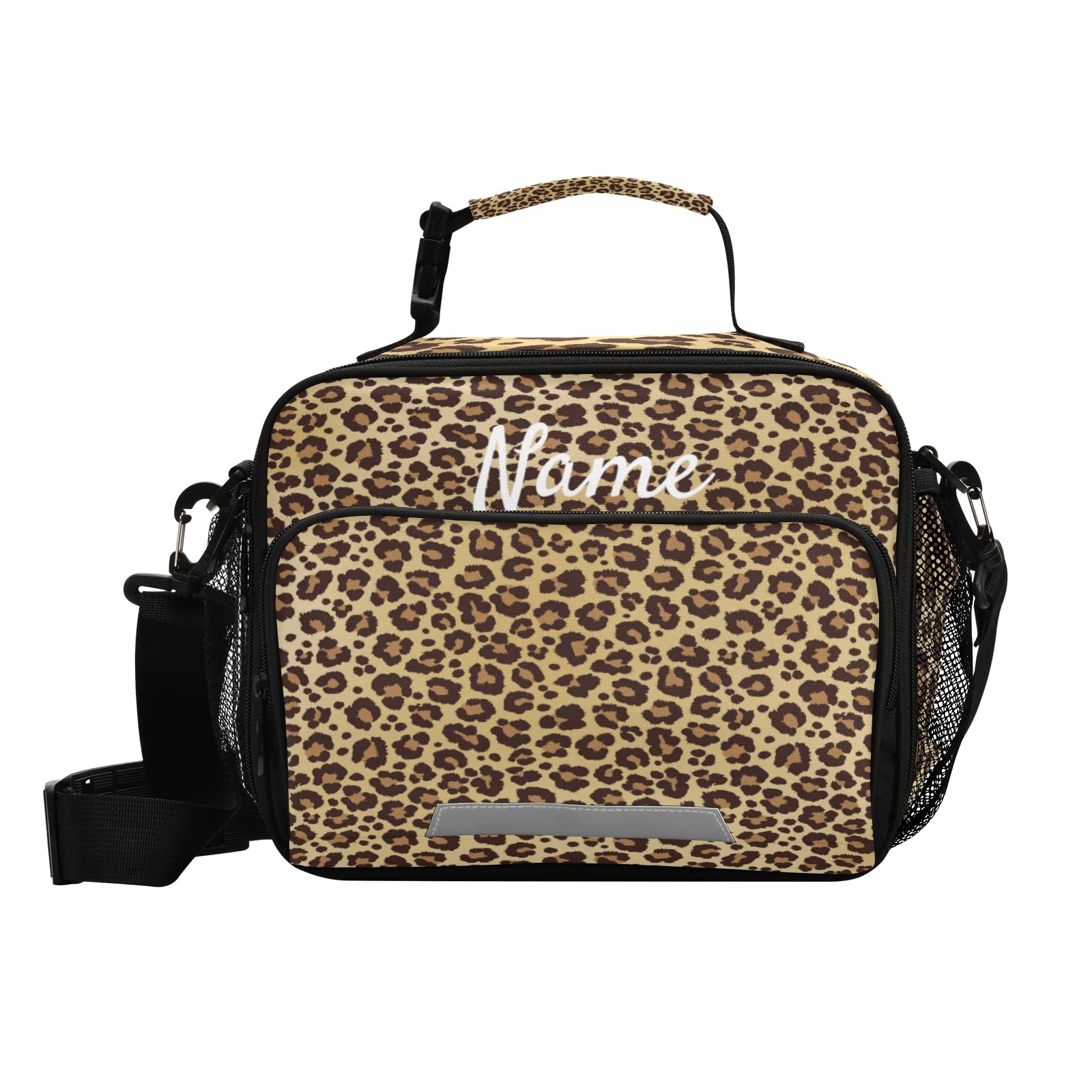 Custom Personalized Leopard Print Insulated Lunch Bag for Boys & Kids - School, Office, Picnic & Travel Lunch Tote with Name Option