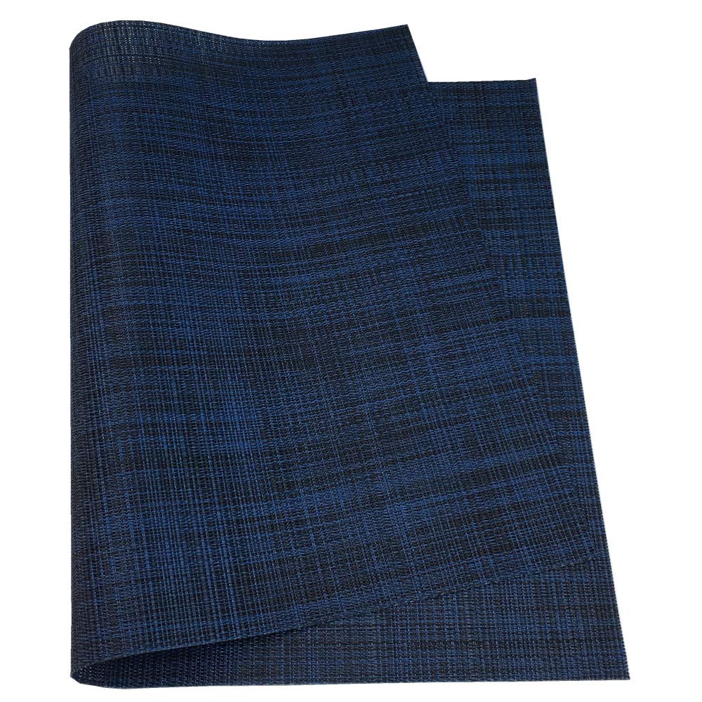 6-Piece PVC Placemats Set - Stain Resistant, Washable & Wipeable Vinyl Table Mats for Dining & Kitchen - Navy Blue - Perfect for Everyday Meals, Dinner Parties & Holiday Gatherings