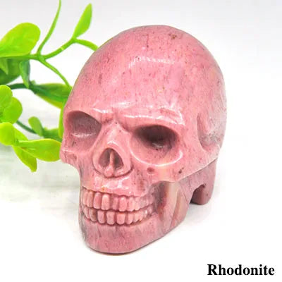 2 Pack Skull Statue - Natural Stone Healing Crystal Hand Carved Home Decor, Wicca Energy Chakra Healing Gem Figurine - Perfect for Meditation, Altar Display & Spiritual Gift Giving