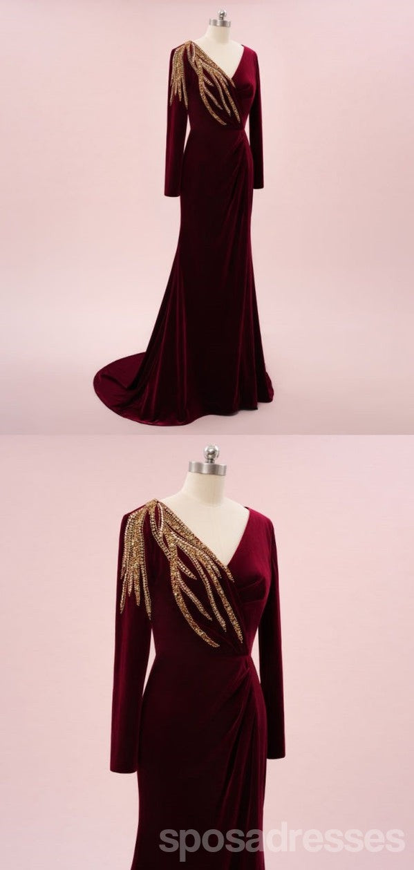 Elegant Mermaid Dark Red V-Neck Maxi Long Prom Dress for Women - Formal Evening Gown for Parties, Homecoming, Weddings & Special Occasions