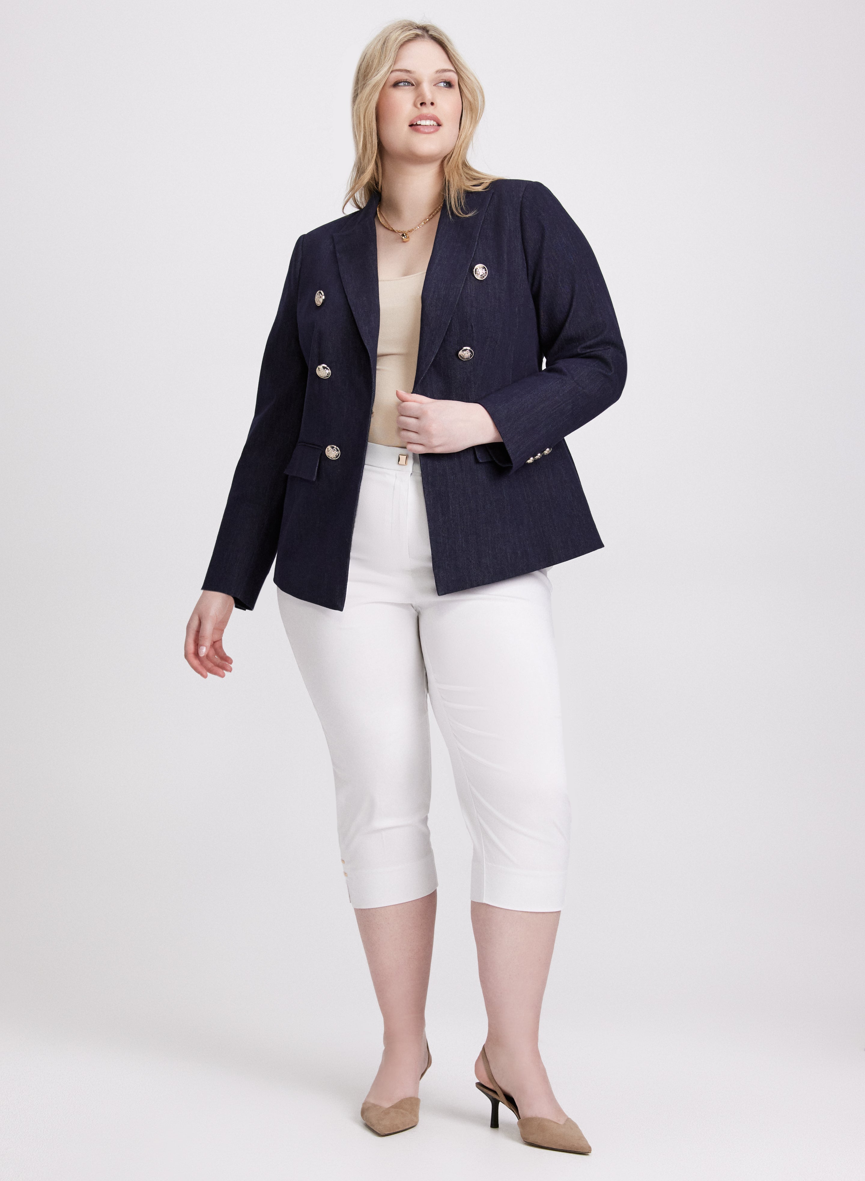 Stylish Women's Denim Jacket & Capri Pants Set - Trendy Casual Outfit for Spring & Summer | Perfect for Streetwear, Shopping & Outdoor Activities