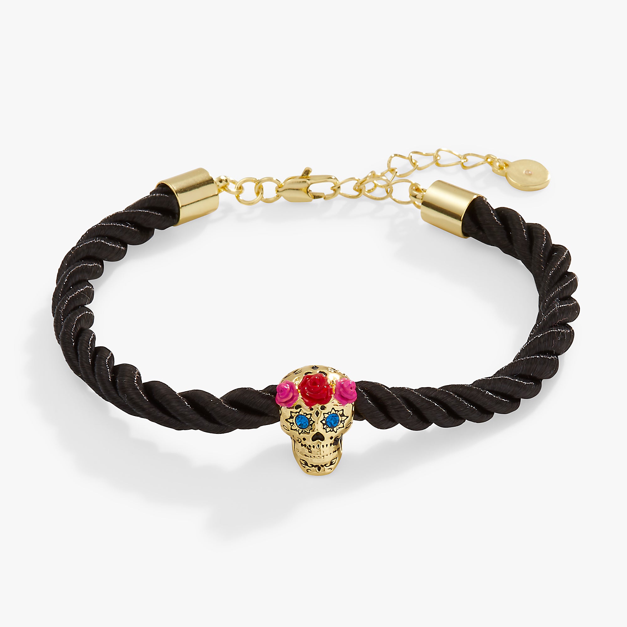 Stylish Calavera Sugar Skull Beaded Cord Bracelet - Mexican Day of the Dead Inspired Jewelry for Women - Perfect for Halloween, Dia de los Muertos & Festival Accessories