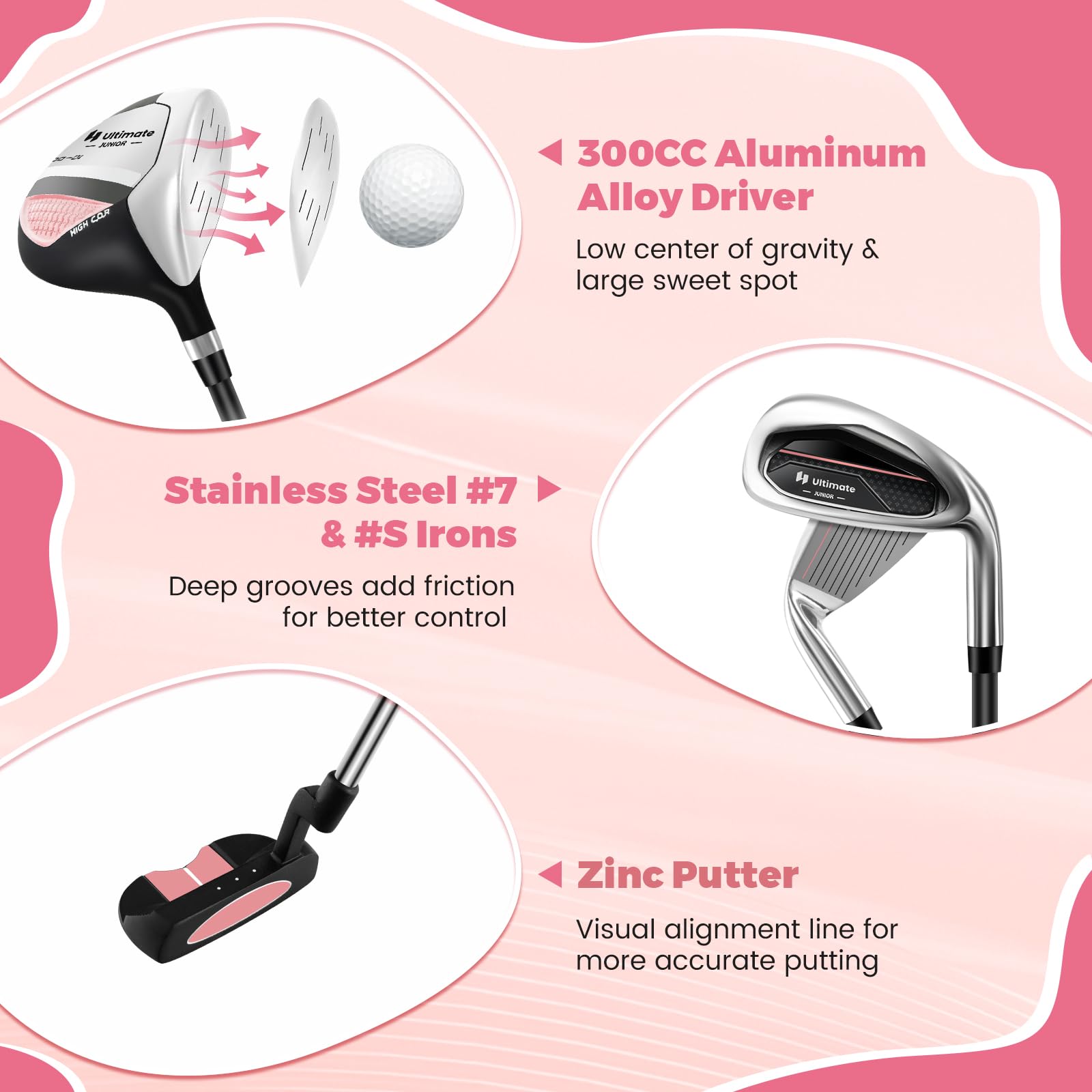 GYMAX Kids Golf Club Set - Right Handed Junior Golf Clubs for Boys & Girls Ages 3-12 | Includes 4/6 Golf Clubs & Stand Bag | Perfect for Backyard Practice, Driving Range & Junior Golf Tournaments