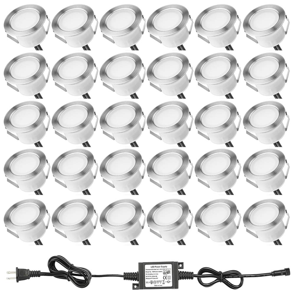 FVTLED 30pcs Low Voltage LED Deck Lights Kit - 1-3/4